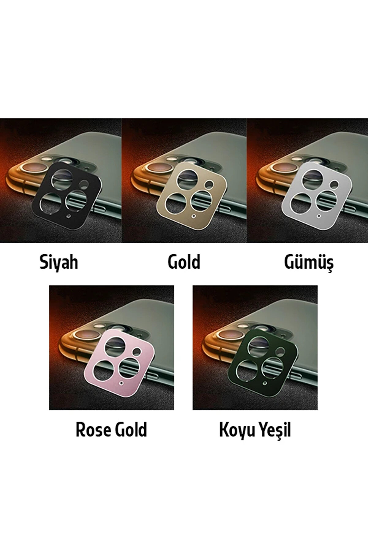 İphone 11 Pro -11 Pro Max 3D Metal Kamera Koruyucu Metal Lens-(1903) - Dropx3476-3512