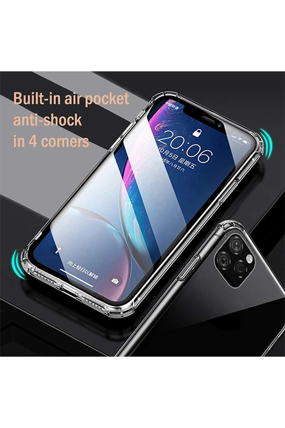 İphone 11 Pro Anti̇-Drop Darbe Emi̇ci̇ Si̇li̇kon Kılıf-(5775) - Gms9257-9135