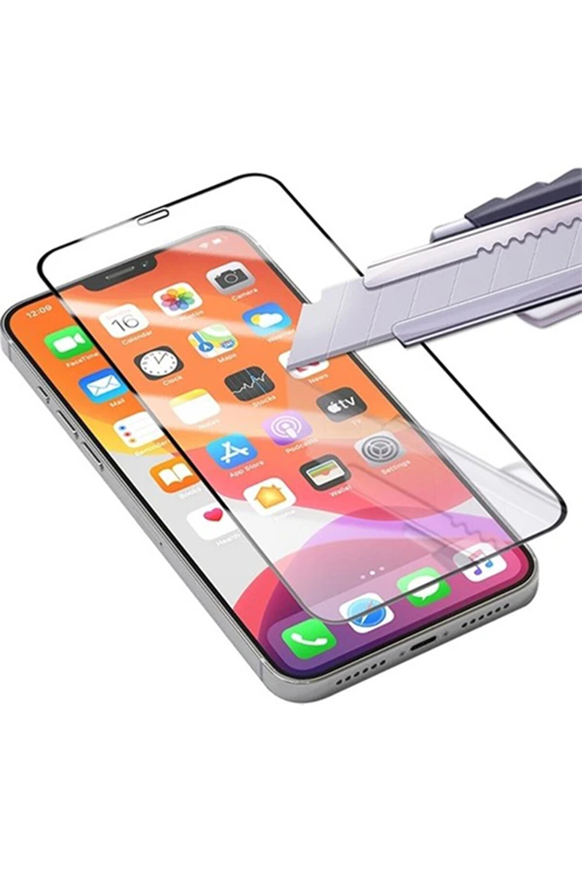 Best İphone 12 Pro Max Uyumlu 6.7 9H 3D Tempered Full Cam Ekran Koruyucu-(1903) - Neo4260-1316