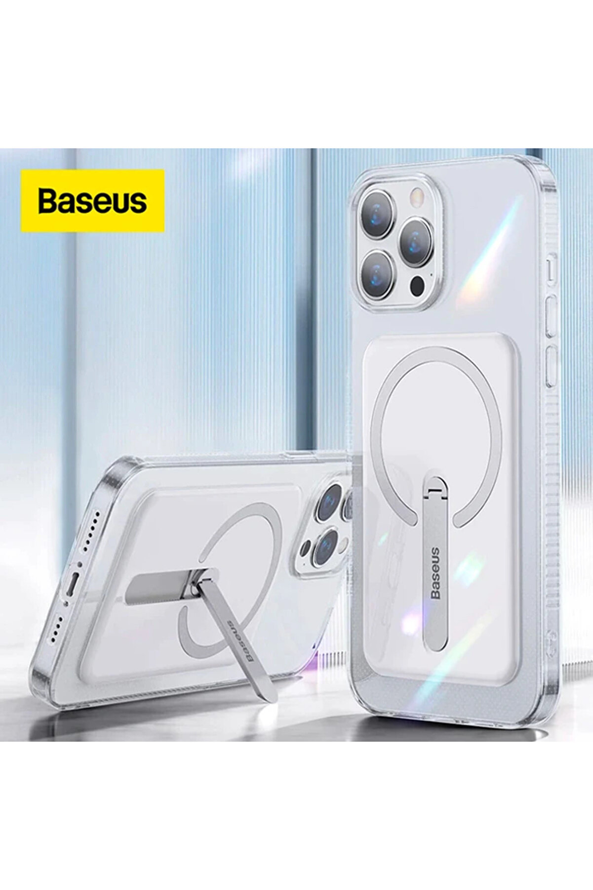 İphone 13 Pro Max 6.7 Manyeti̇k Magsafe Standlı Si̇li̇kon Kılıf-(1903) - Dropx6000-7522