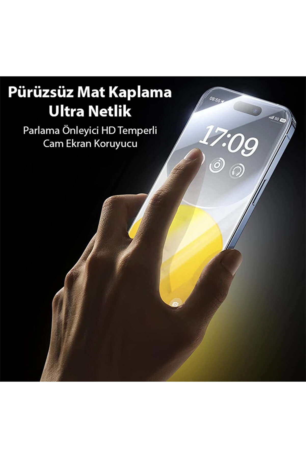 Crystalli̇ne İphone 15 Pro Max Full Koruma Anti̇ Mavi̇ Işık Tempered Cam Ekran Ko - Dropx3177-7645