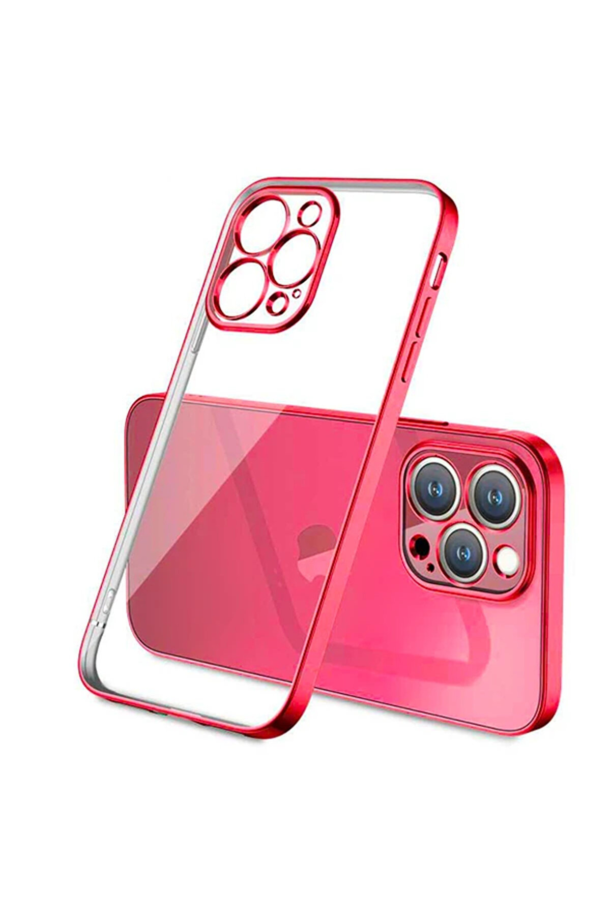İphone 13 Pro Renkli̇ Kenar Şeffaf Kılıf Kamera Korumalı Si̇li̇kon Kılıf-(190 - Dropx7155-7207