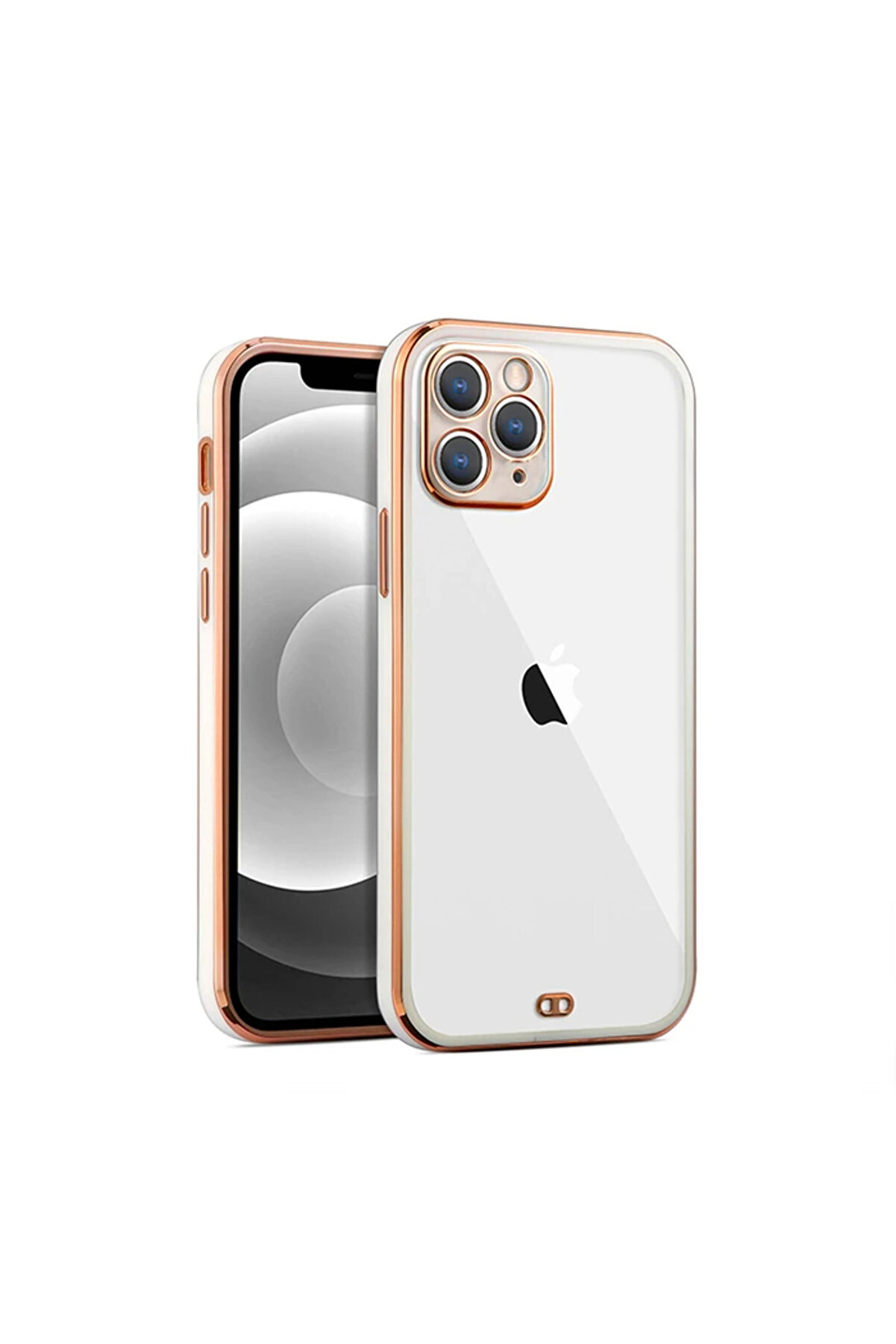 İphone 11 Pro Max 6.5İnç Gold Çerçeve Kamera Korumalı Bumper Kılıf-(1903) - Dropx3013-3603
