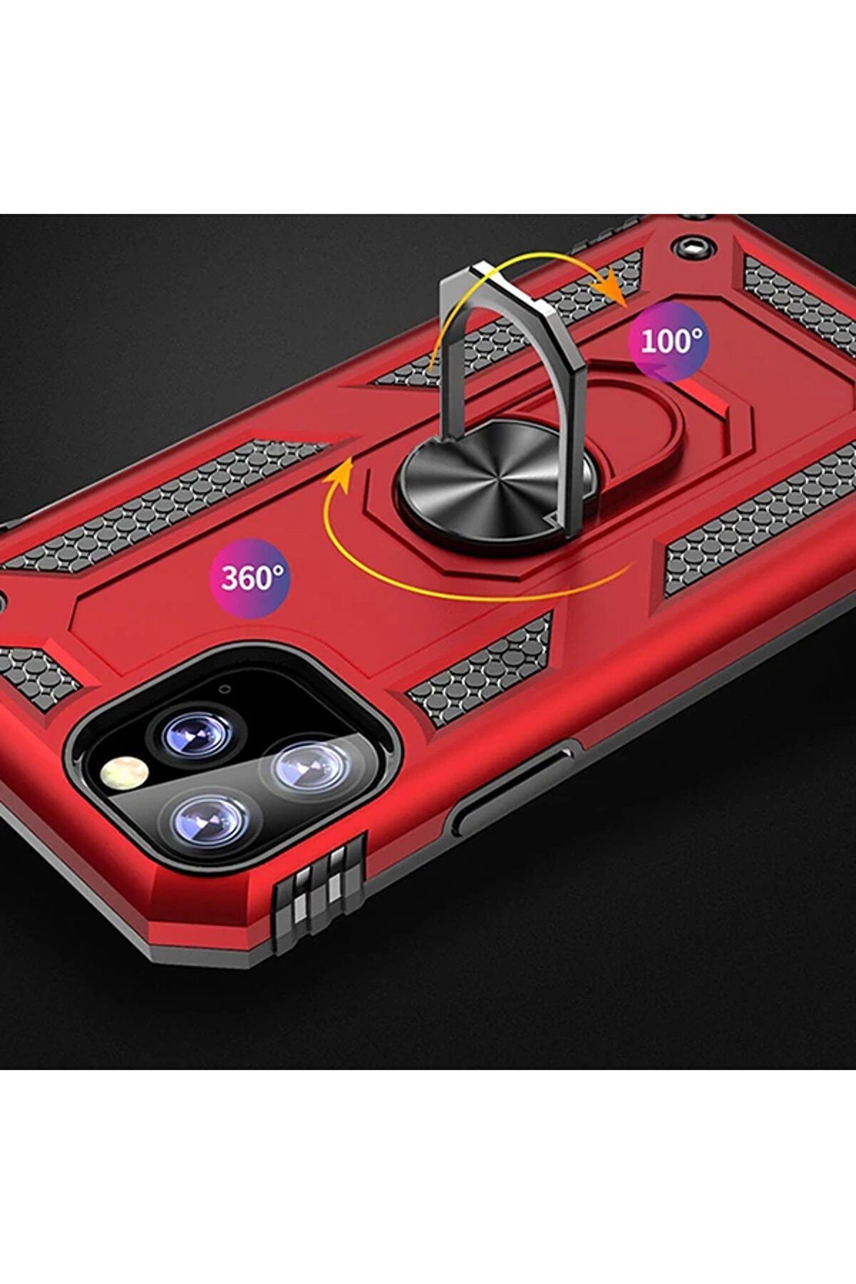 Ally İphone 11 Pro Max 6.5İnch Yüzüklü Kılıf Armor Shockproof Ri̇ng Kılıf-(577 - Gms6484-7514