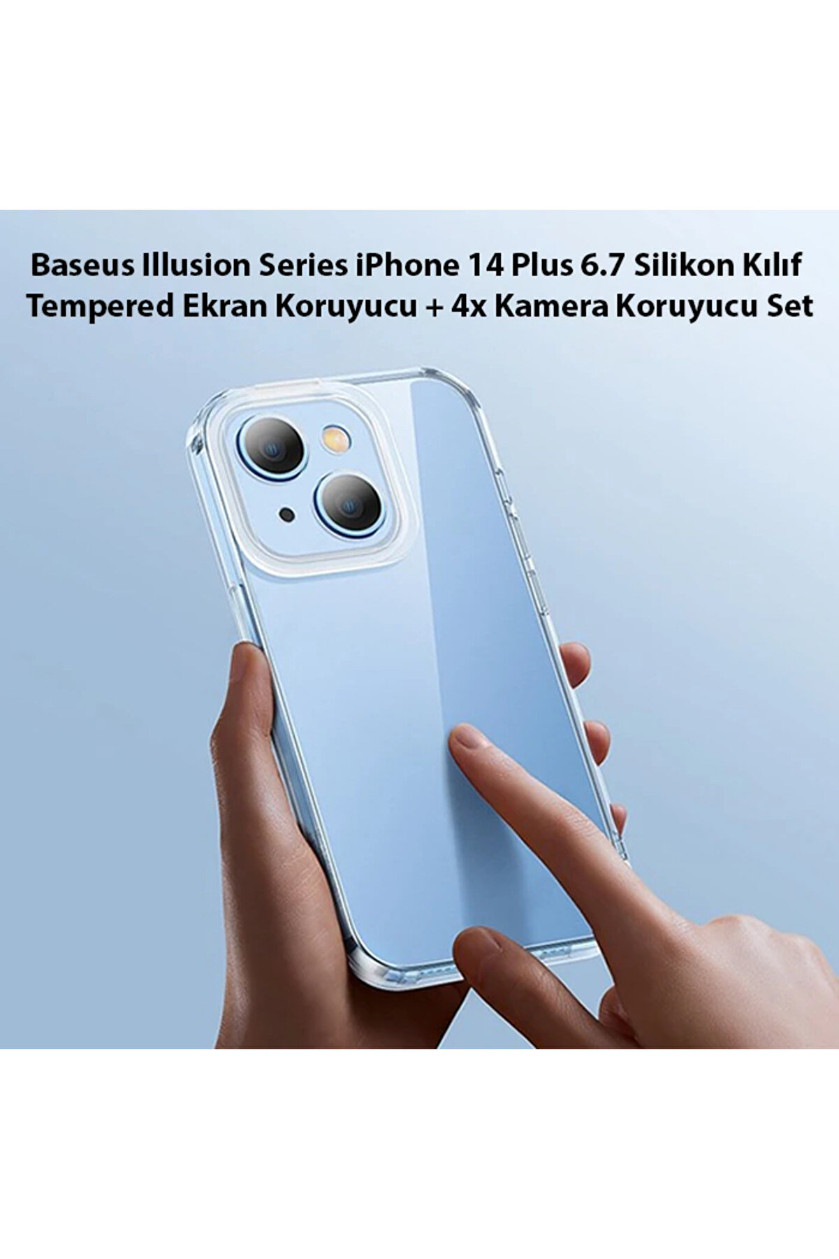 Illusi̇on Seri̇es İphone 14 Plus 6.7 Si̇li̇kon Kılıf + Tempered Ekran Koruyucu + 4 - Dropx2019-8541