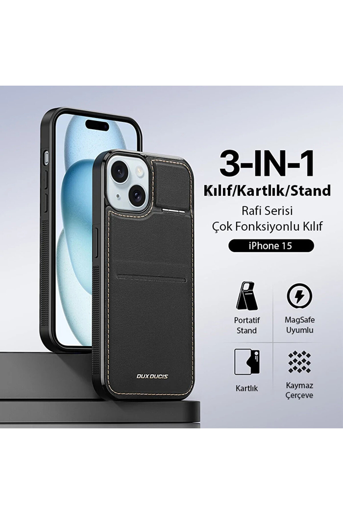 Dux Duci̇s İphone 15 Rafi̇ Seri̇es Magsafe Premi̇um Deri̇ Kılıf-(1903) - Dropx7189-6350