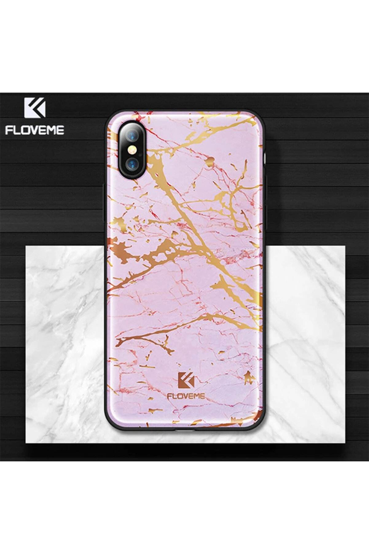 Floveme İphone X Xs Mermer Desenli̇ Premi̇um Si̇li̇kon Kılıf-(5775) - Gms7275-3331