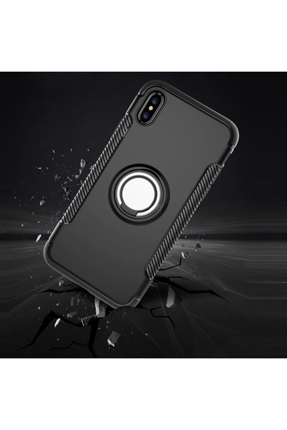 İphone X Xs 360 Doner Yüzüklü Darbe Emi̇ci̇ Armor Tpu+Pc Kılıf-(5775) - Gms4744-8142