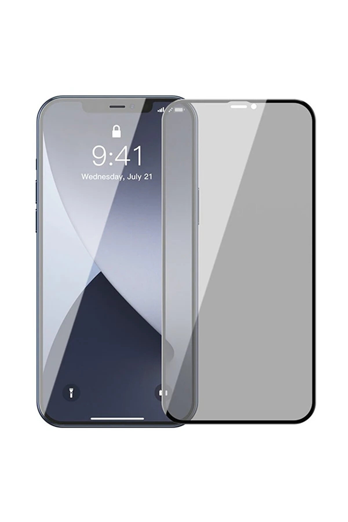 CepteToptan İPhone 12/12 Pro 6.1 023mm Anti Spy Çerçeveli Tempered Cam Ekran Koruyucu 2 A - DROPX9826-9038
