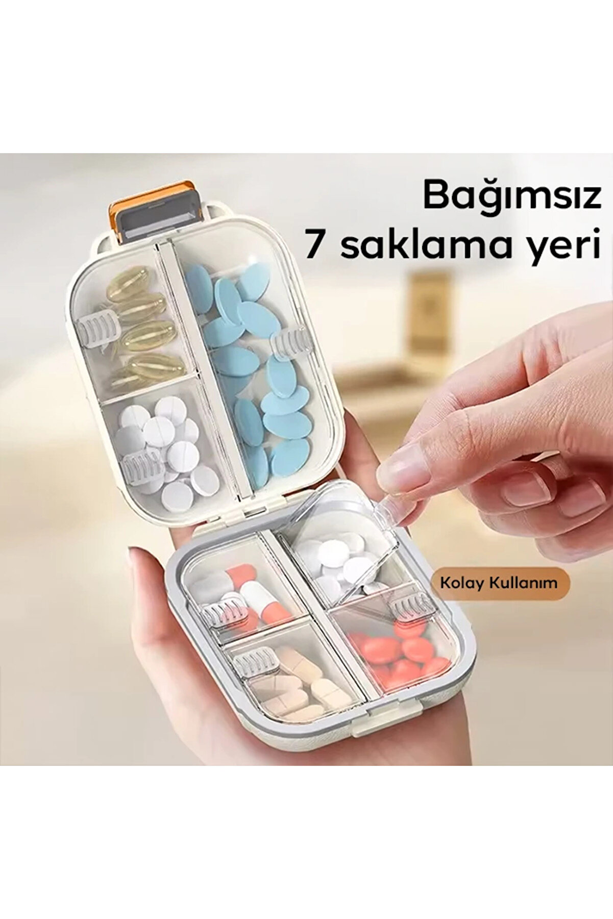 Ezere Taşınabi̇li̇r Seyahat İlaç Kutusu 7 Gün Bölmeli̇ Büyük İlaç Kutusu-(5775 - Gms4518-6155