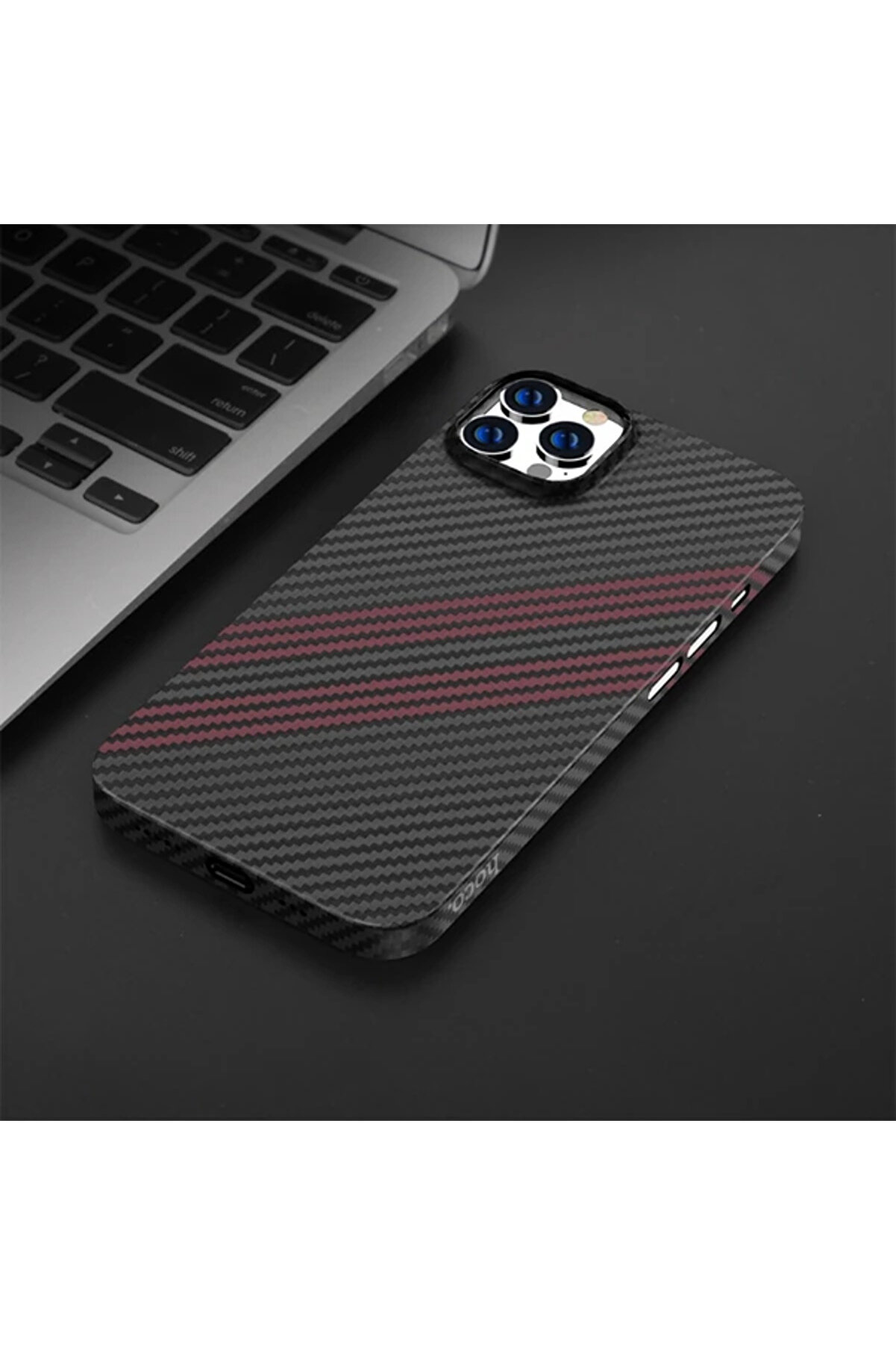 Hoco İphone 14 Pro 6.1 Kılıf Kevlar Texture Darbe Emi̇ci̇ Telefon Kılıfı-(190 - Dropx9194-2216