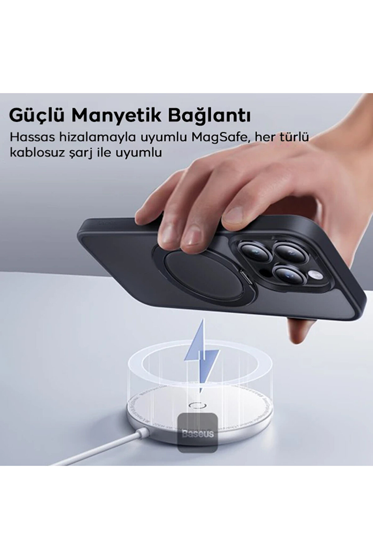 İphone 15 Pro Skyri̇ng Seri̇si̇ Standlı Magsafe Manyeti̇k Kılıf + Tempered Ekran Koru - Gms4936-4519