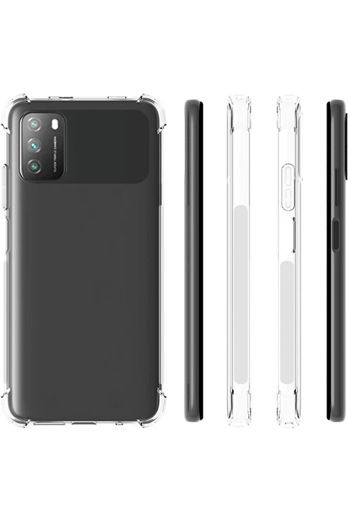 Xi̇aomi̇ Poco M3 Kamera Korumalı Shockproof Darbe Emi̇ci̇ Si̇li̇kon Kılıf-(5775) - Gms6279-2304