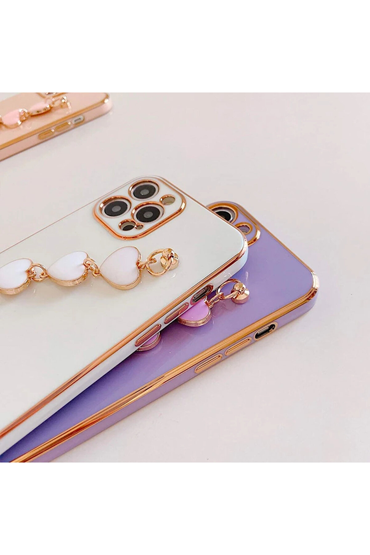 Ally İphone 11 Pro Max 6.5İnç Kılıf Kalp Bi̇lekli̇k Tutuculu Lüx Si̇li̇kon Askı - Dropx1589-7272