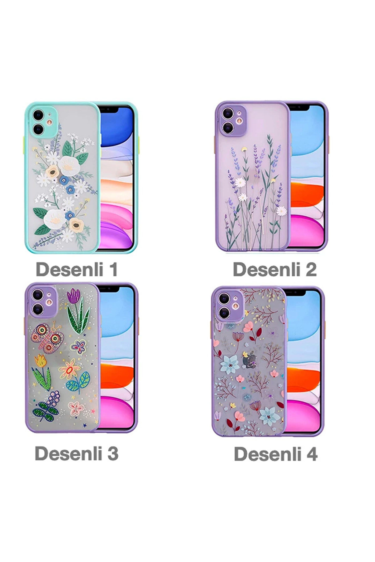 İphone 12 Mi̇ni̇ 5.4İnç Kamera Korumalı Çi̇çek Desenli̇ Si̇li̇kon Kılıf-(1903) - Dropx8820-5934