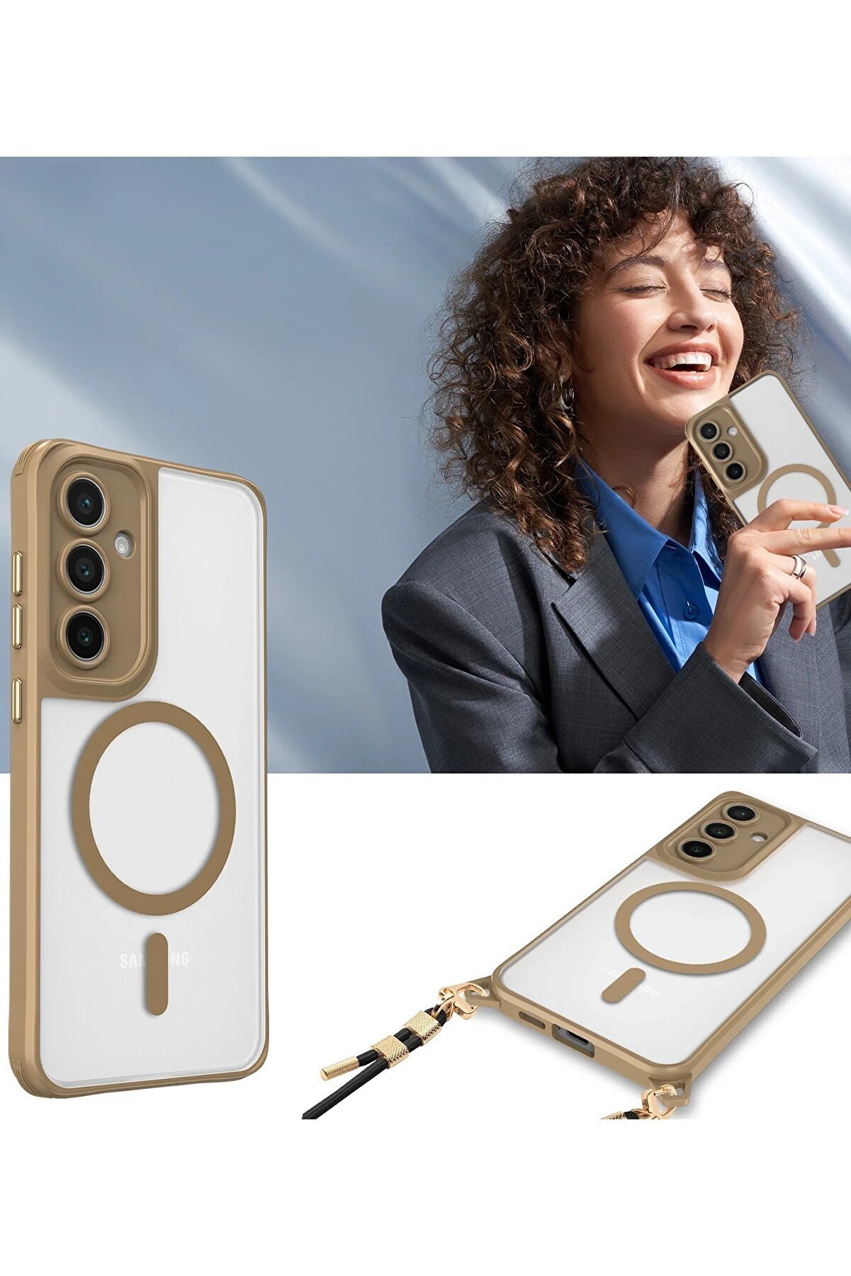 Samsung Galaxy S25 Kılıf Enka Magsafe Si̇li̇kon Kılıf - Desert - Dropx6746-2228