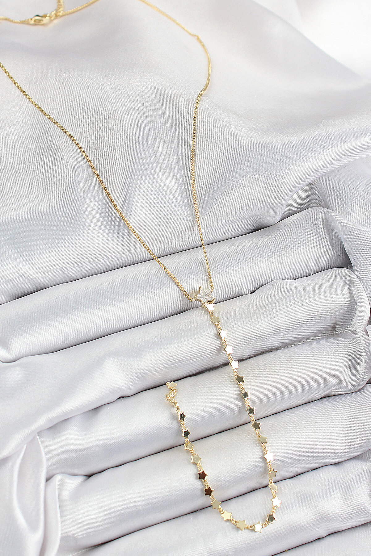 Pi̇ri̇nç Zi̇rkon Taşlı Yıldız Fi̇gürlü Y Model Gold Renk Kadın Ke