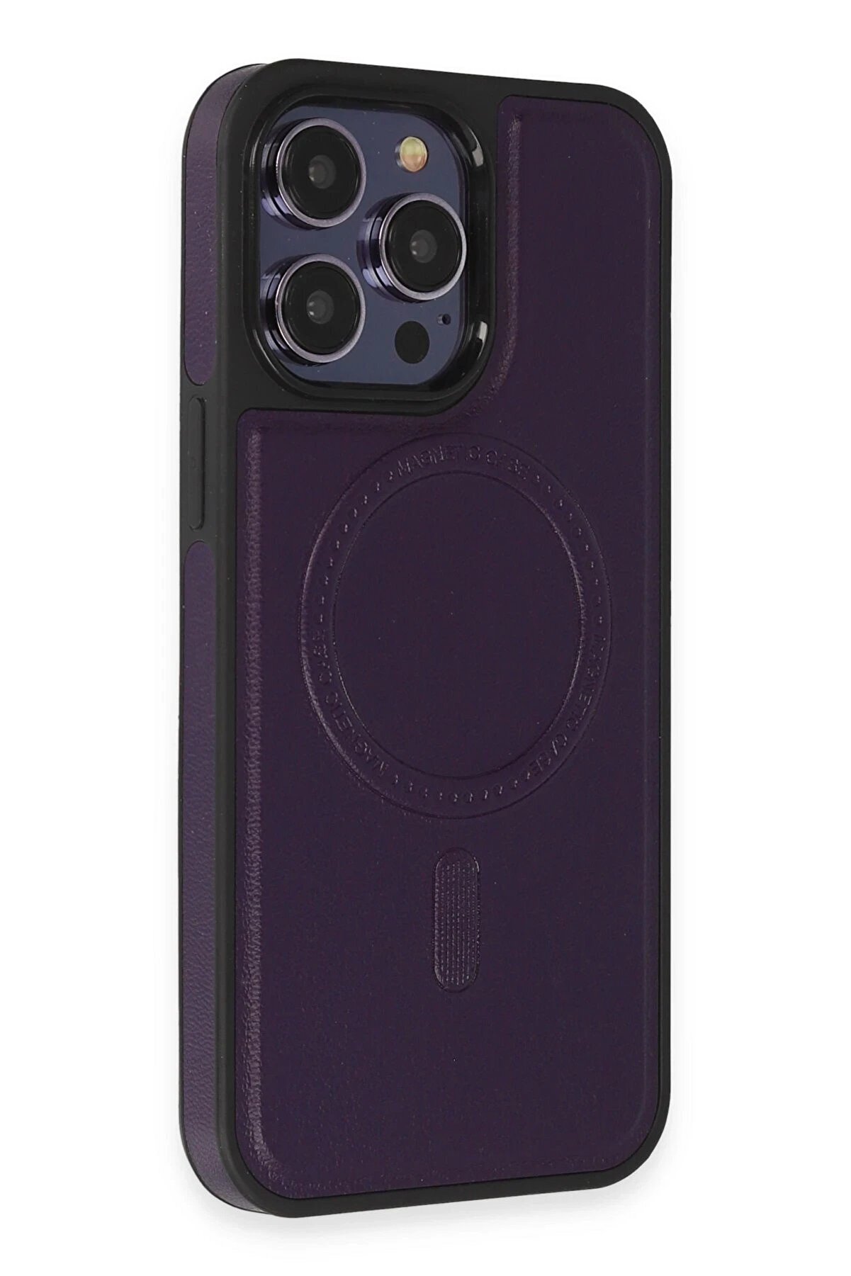 İphone 14 Pro Kılıf Ozzi̇ Magsafe Deri̇ Kapak - Deri̇n Mor