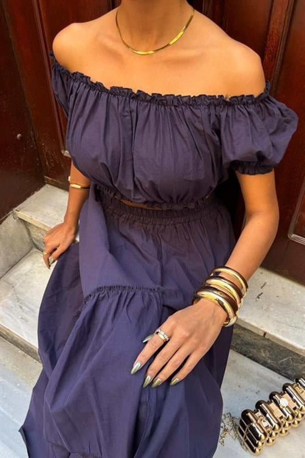 Büzgülü Crop Kat Detaylı Fırfır Etekli̇ Takım 10196