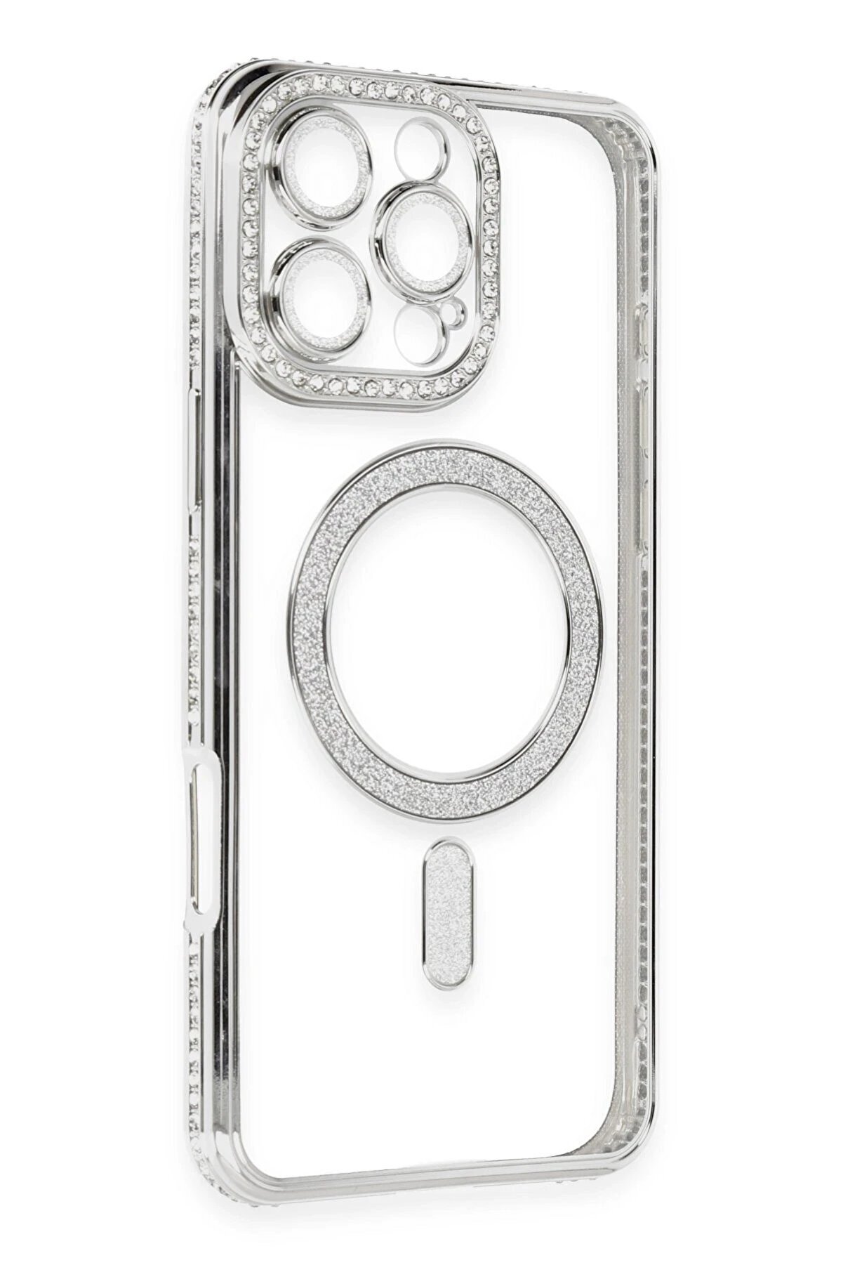 İphone 16 Pro Kılıf Joke Si̇mli̇ Magneti̇csafe Kılıf - Gümüş