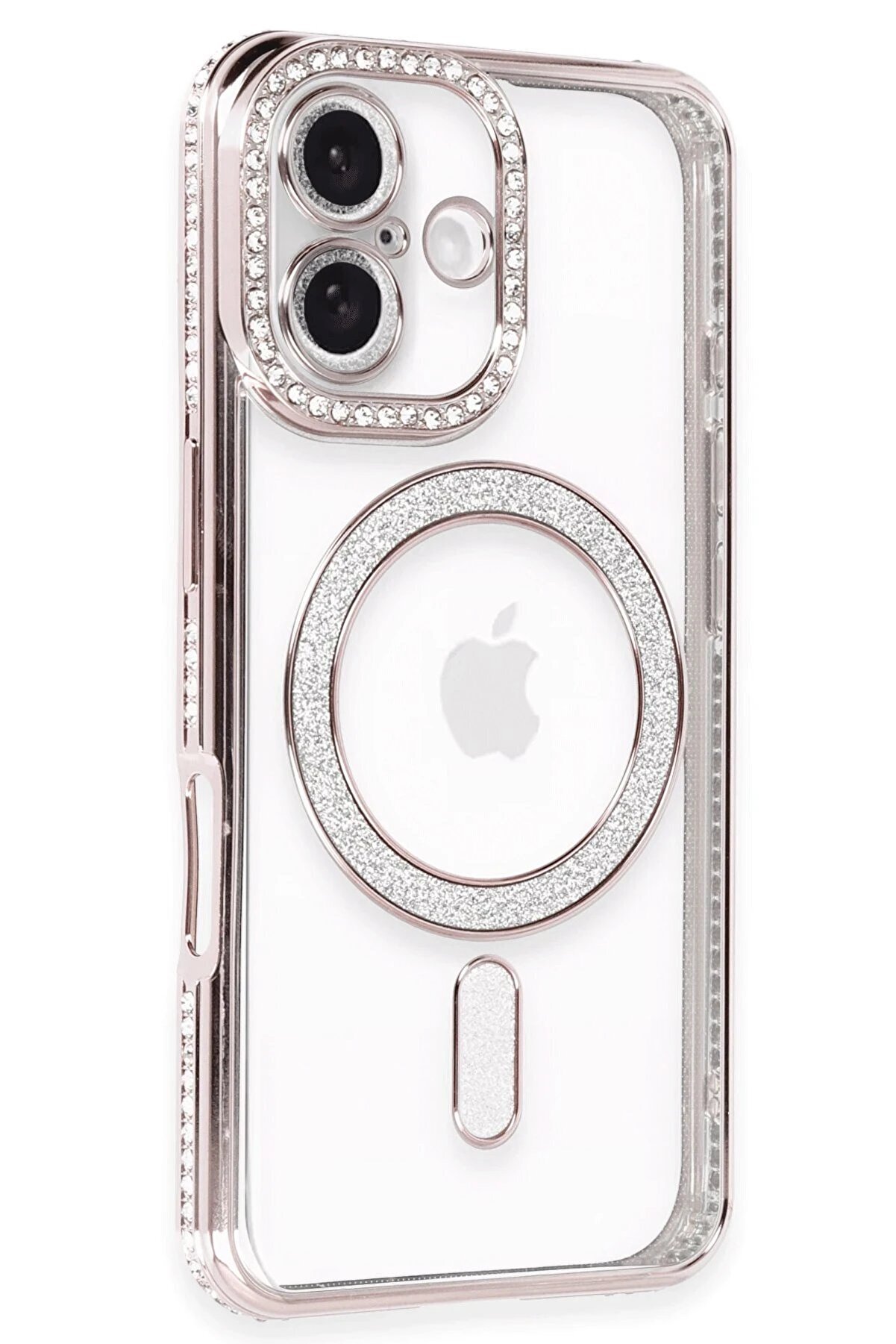 Toptan Bulurum iPhone 16 Kılıf Joke Simli Magneticsafe Kılıf - Pembe