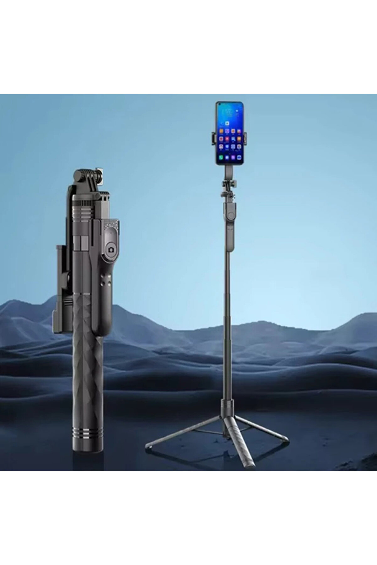 CepteToptan ALLY K28 Uzaktan Kumandalı Canlı Yayın Bluetooth Standlı Selfie Çubuğu Tri - DROPX3228-7608