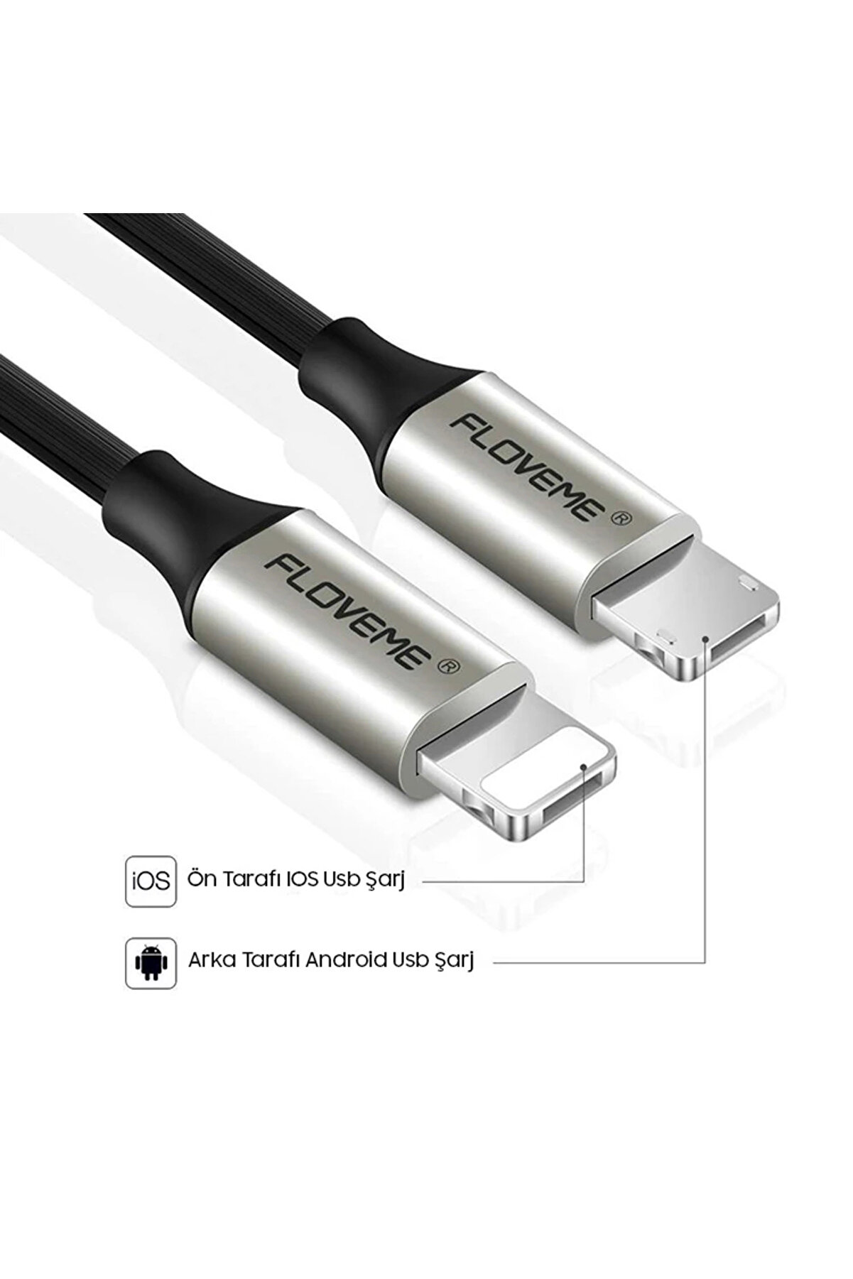 Floveme 2 İn1 İphone 14-13-1211 Ve Mi̇cro Usb Şarj Kablosu-(5775) - Gms9239-5587