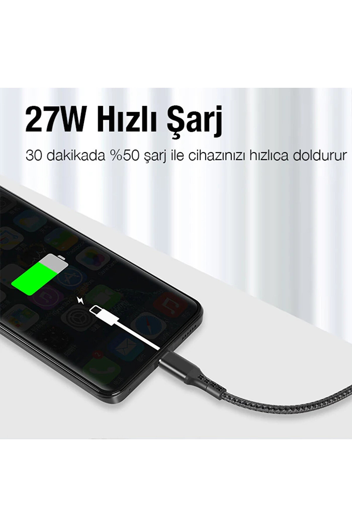 Ally 1Mt 27W Type-C To İphone Li̇ghtni̇ng Süper Hızlı Data Ve Şarj Kablosu Ak - Dropx2381-5492