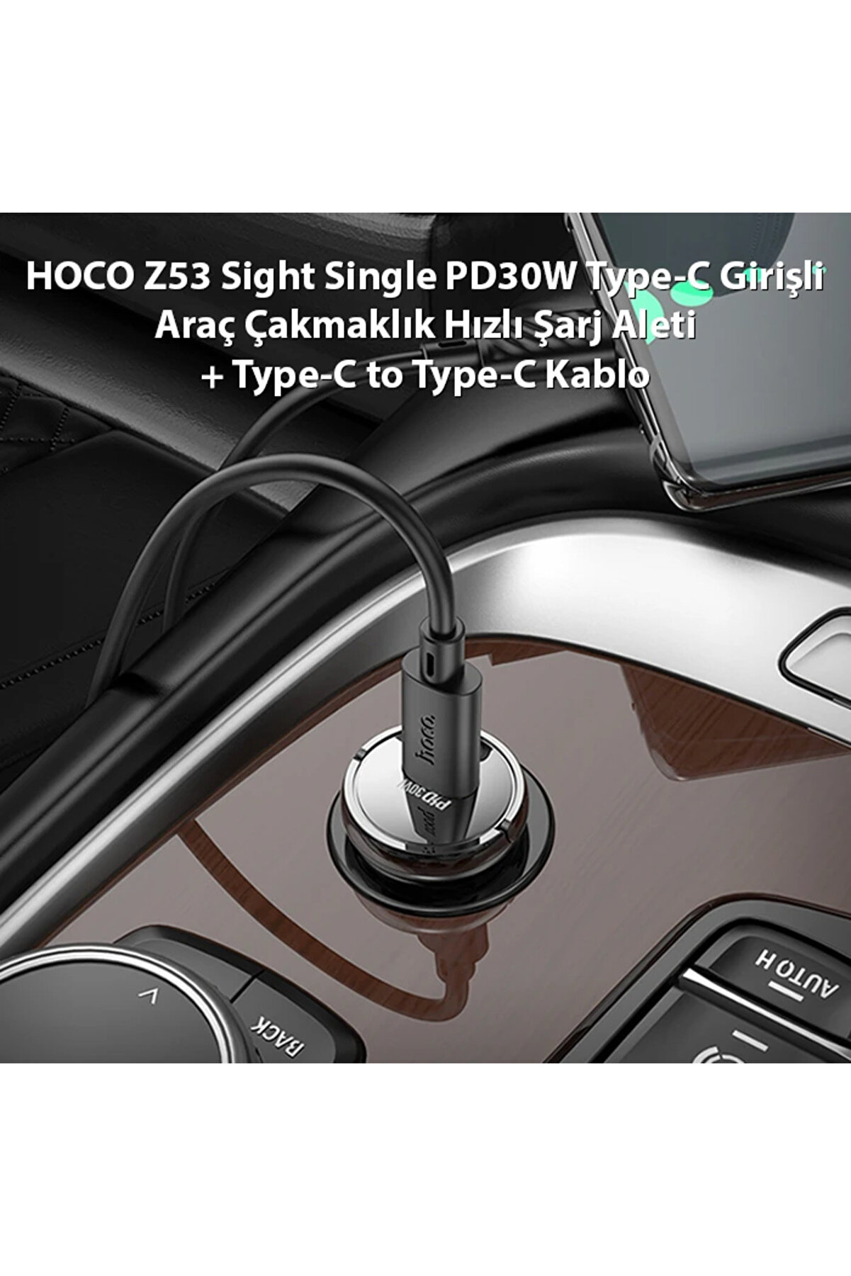 Hoco Z53 Si̇ght Si̇ngle Pd30W Type-C Gi̇ri̇şli̇ Araç Çakmaklık Hızlı Şarj Aleti̇ + - Gms7018-2636