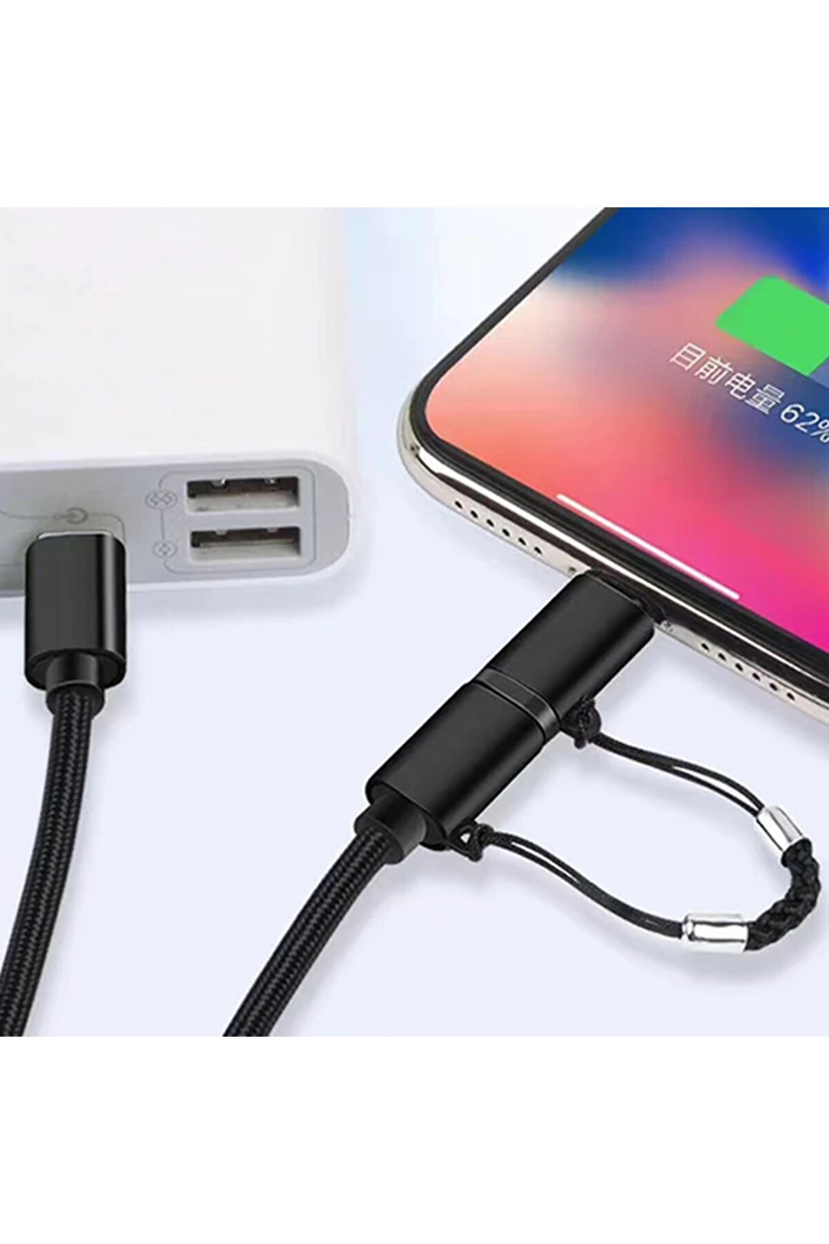 Ally 2İn1 Usb Type C 60W Hızlı Şarj Pd Kablosu+İphone Başlık Usb Kablo-(5775) - Tgz8834-7395