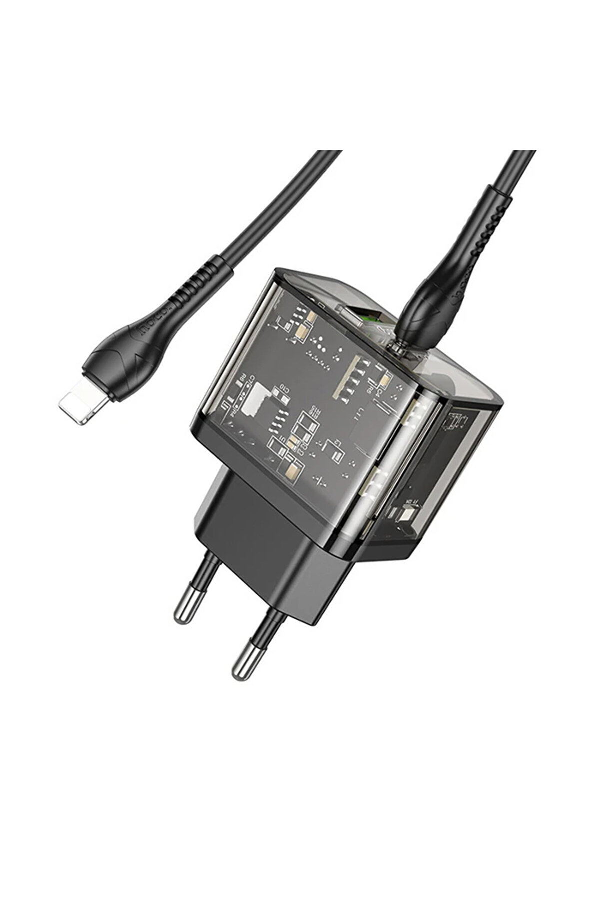 Hoco N34 Pd20W Usb+Type-C + İphone Li̇ghtni̇ng Kablo Hızlı Şarj Adaptör Seti̇-(5775 - Gms9982-4702