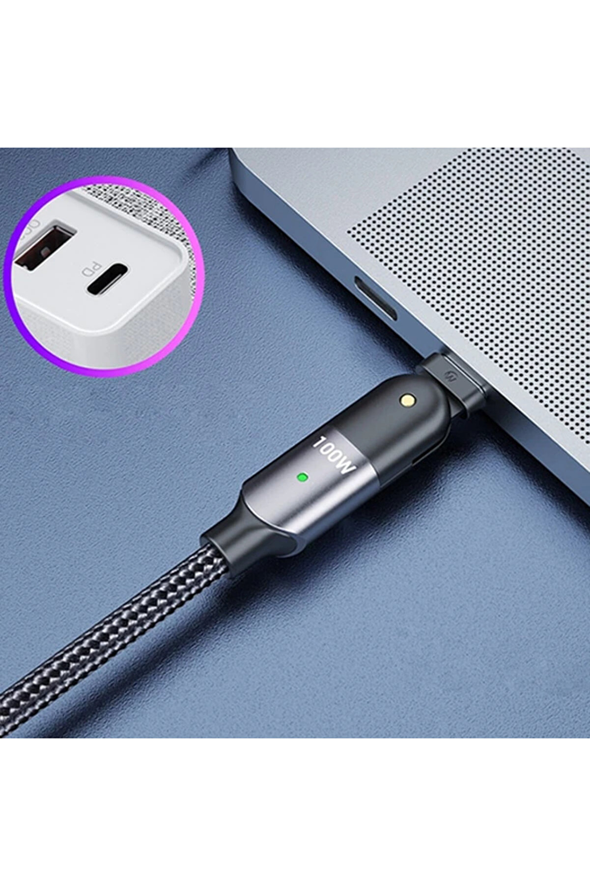 Ally 60W Usb Type-C Pd Hızlı Şarj Kablosu 2Metre Döner Başlıklı Kablo-(5775) - Gms3088-5769
