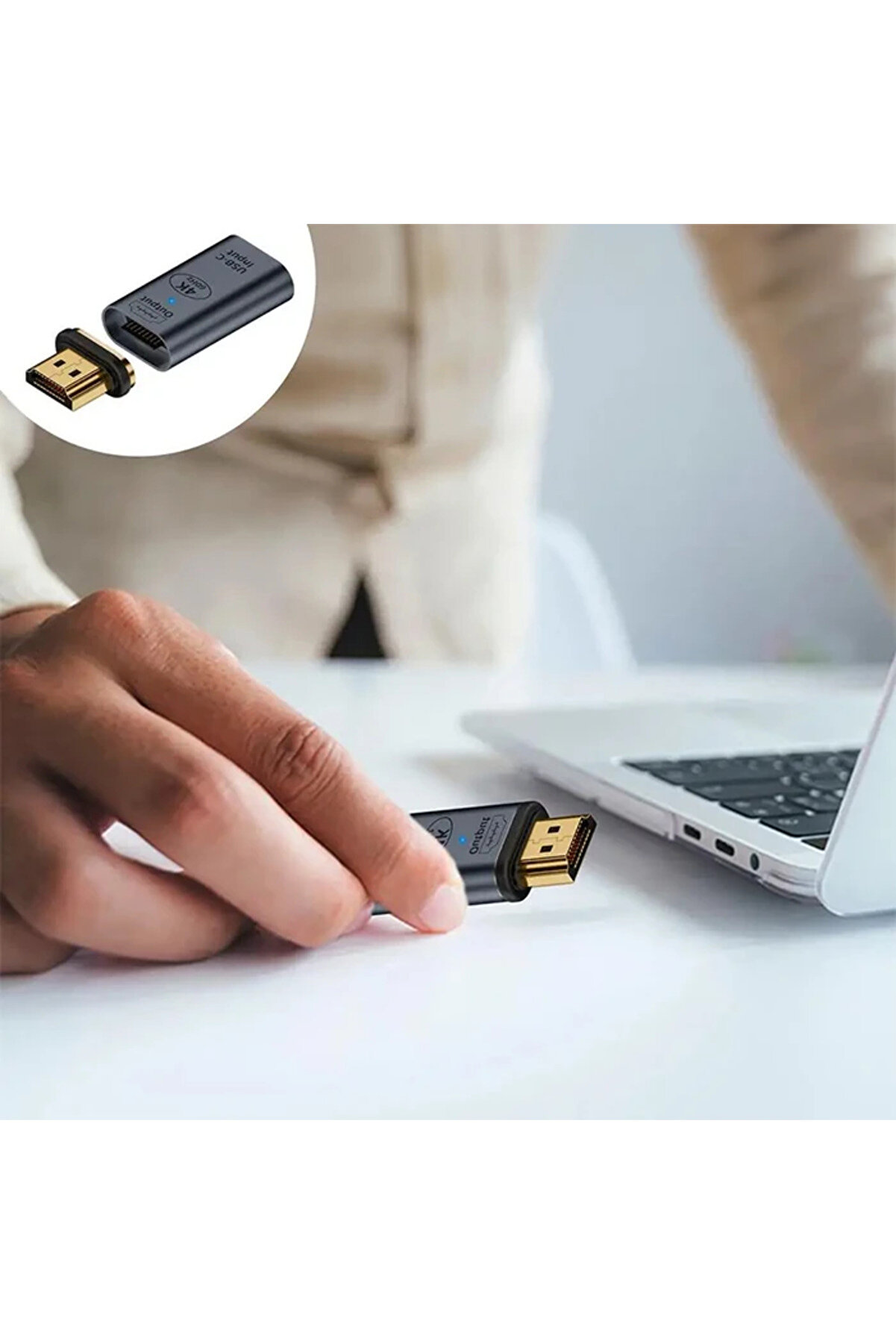 Ally Hdmı To Type-C 4K 60Hz Mıknatıs Başlıklı Çevi̇ri̇ci̇ Otg Adaptör-(5775) - Gms2284-9987