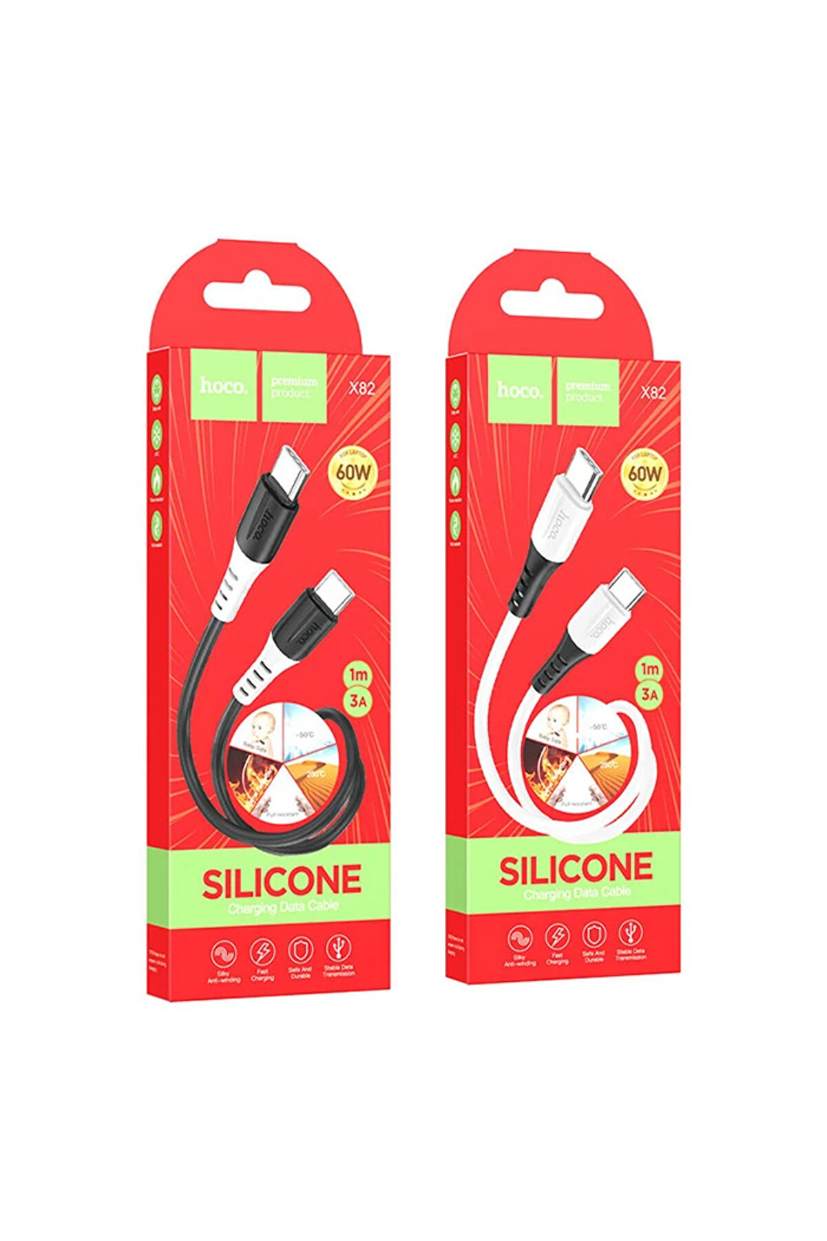 Hoco X82 60W Type-C To Type-C Hızlı Şarj Kablosu Si̇li̇kon Data Kablosu-(1903) - Dropx6002-2773