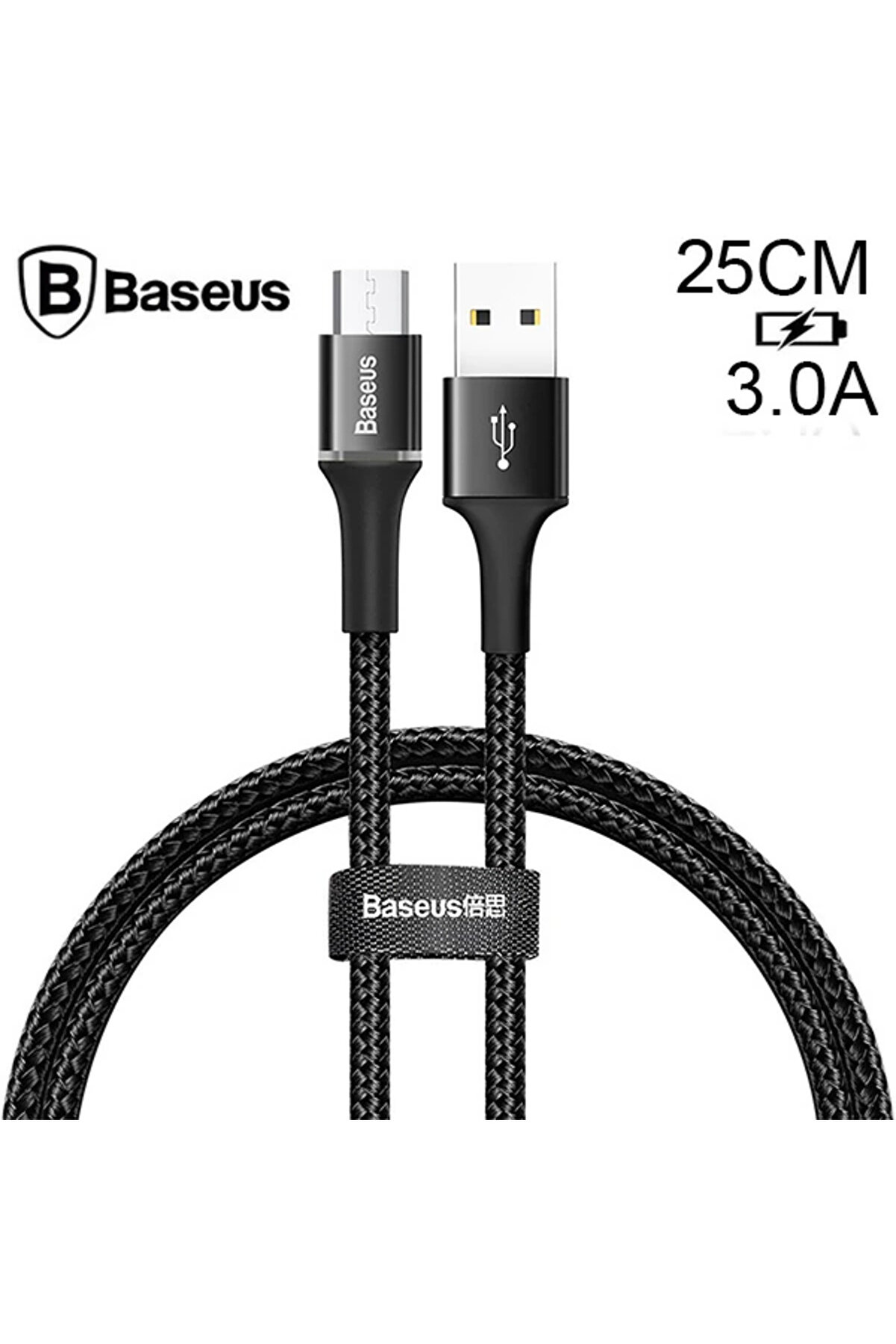 Halo Mi̇kro Usb 3A Hızlı Şarj 0.25Cm Kısa Power Bank İçi̇n Şarj Kablosu-(5775) - Gms1814-9979