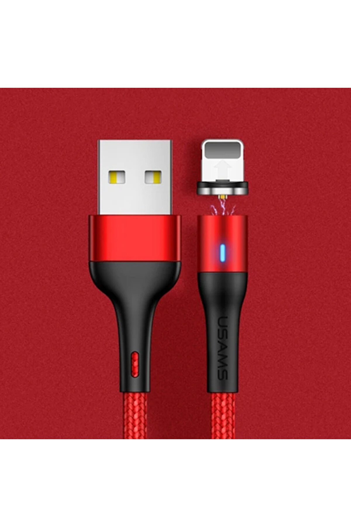 Usams Mıknatıslı Başlık İphone 14-13-12-11 Usb Şarj Kablosu-(5775) - Gms7806-7355