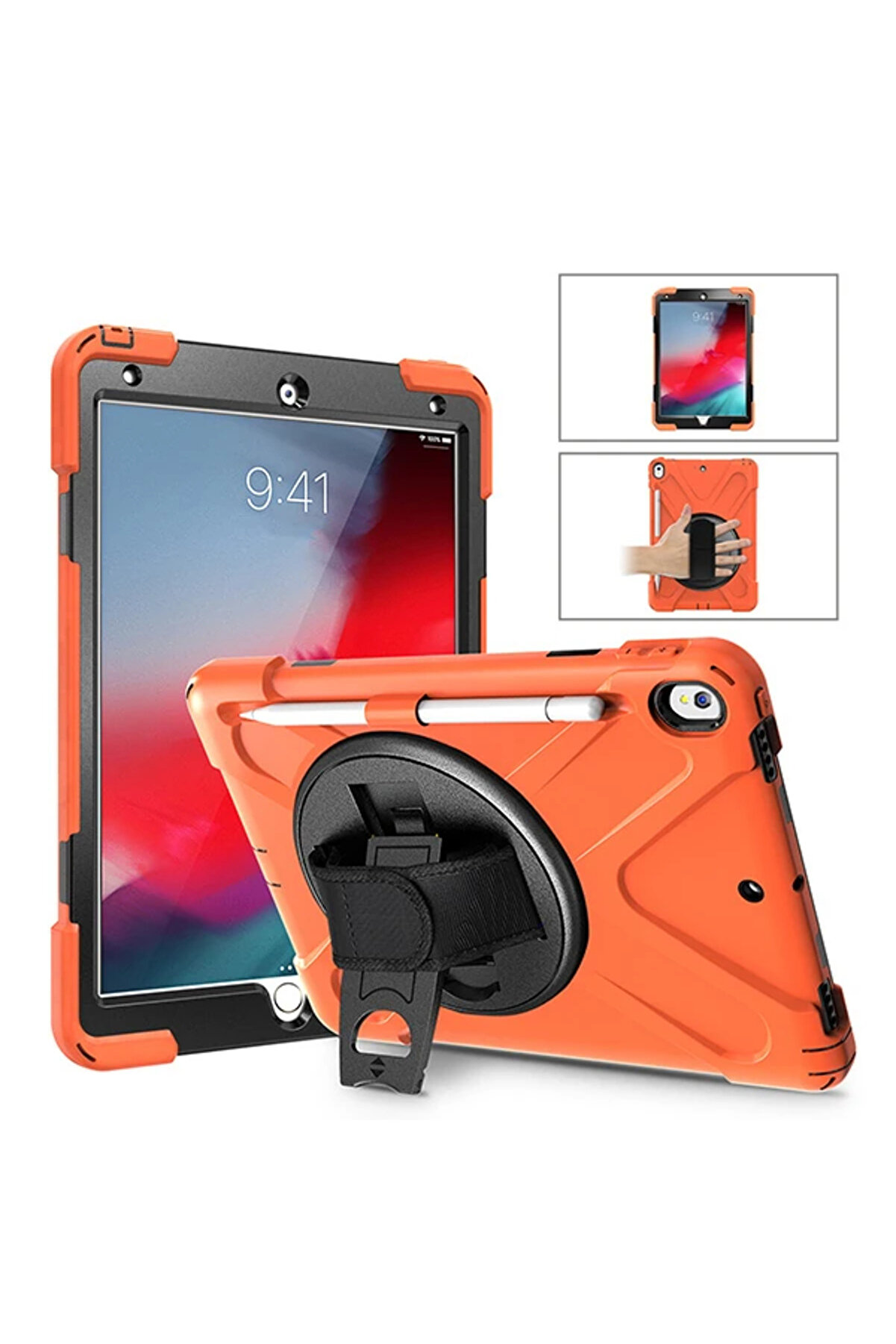 İpad Pro 10.5 Ai̇r10.5 2019 Kalem Yerli̇ Standlı Zırh Kılıf Shockproof Case-( - Dropx6142-6374