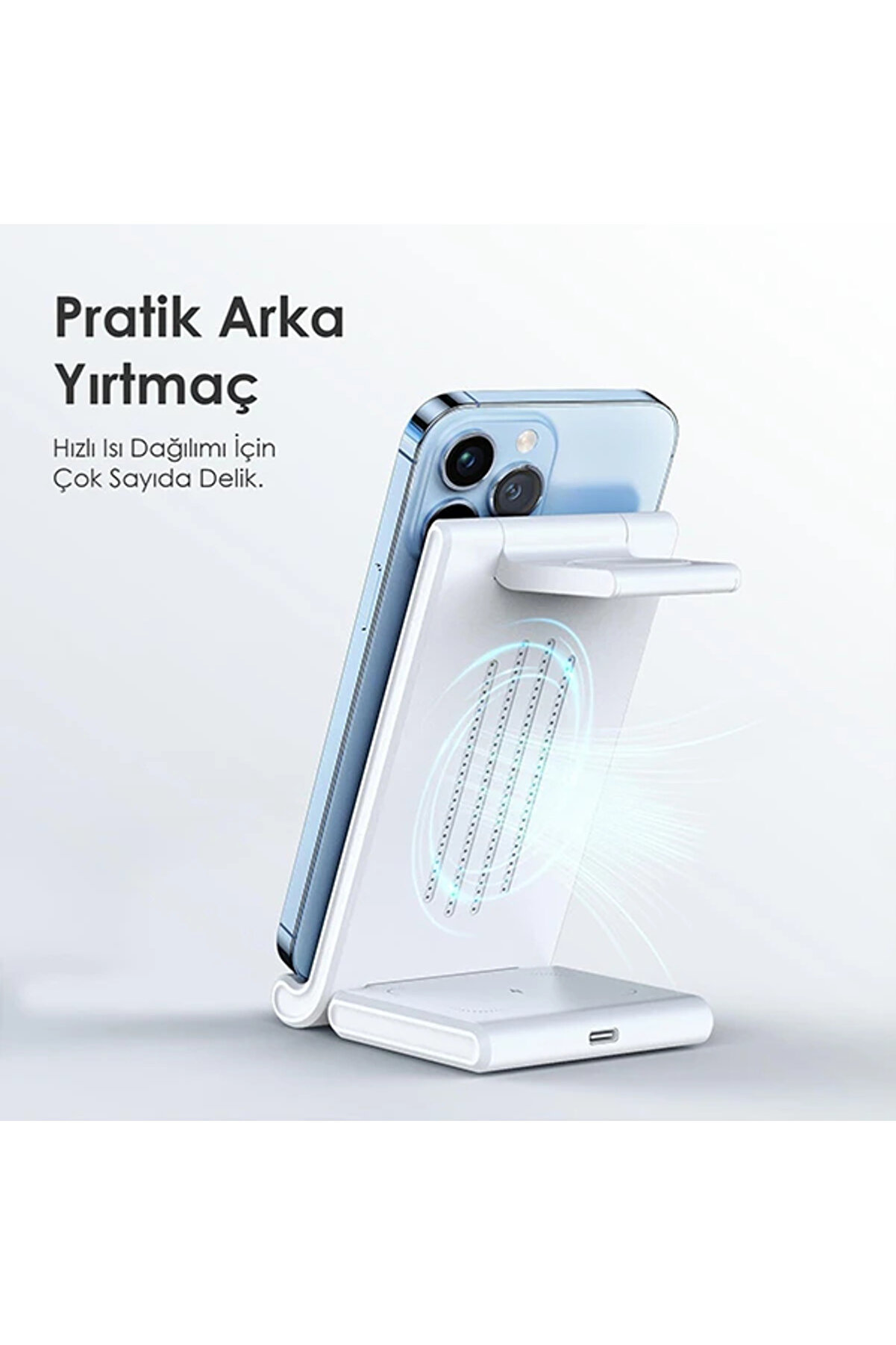 Duzzona 15W Katlanır 3 İn 1 Telefon Kulaklık Saat Kablosuz Şarj Standı-(1903 - Dropx3336-3976