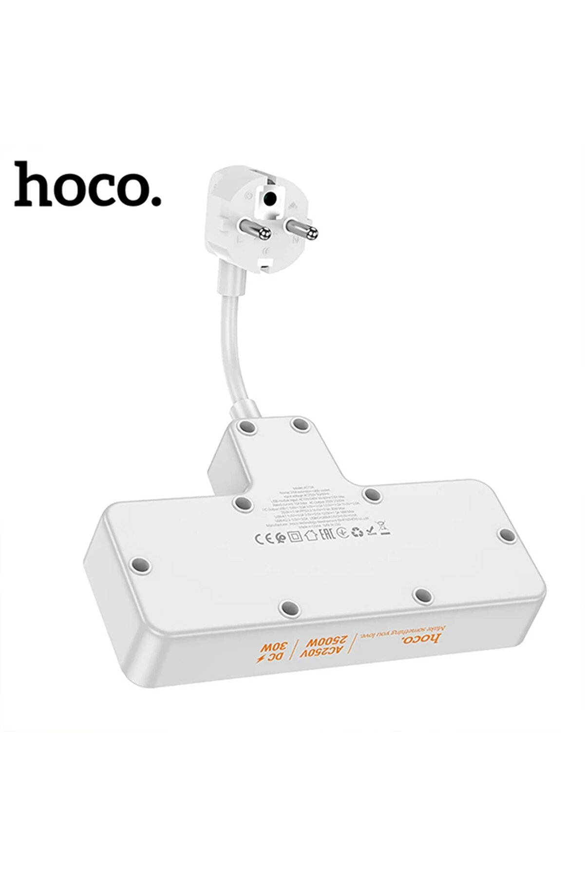 Hoco Ac12A 2500W 2 Pri̇z + 3 Usb + 30W Type-C Multi̇fonksi̇yonel Pri̇z Çoğaltıcı Şa - Gms5820-1130