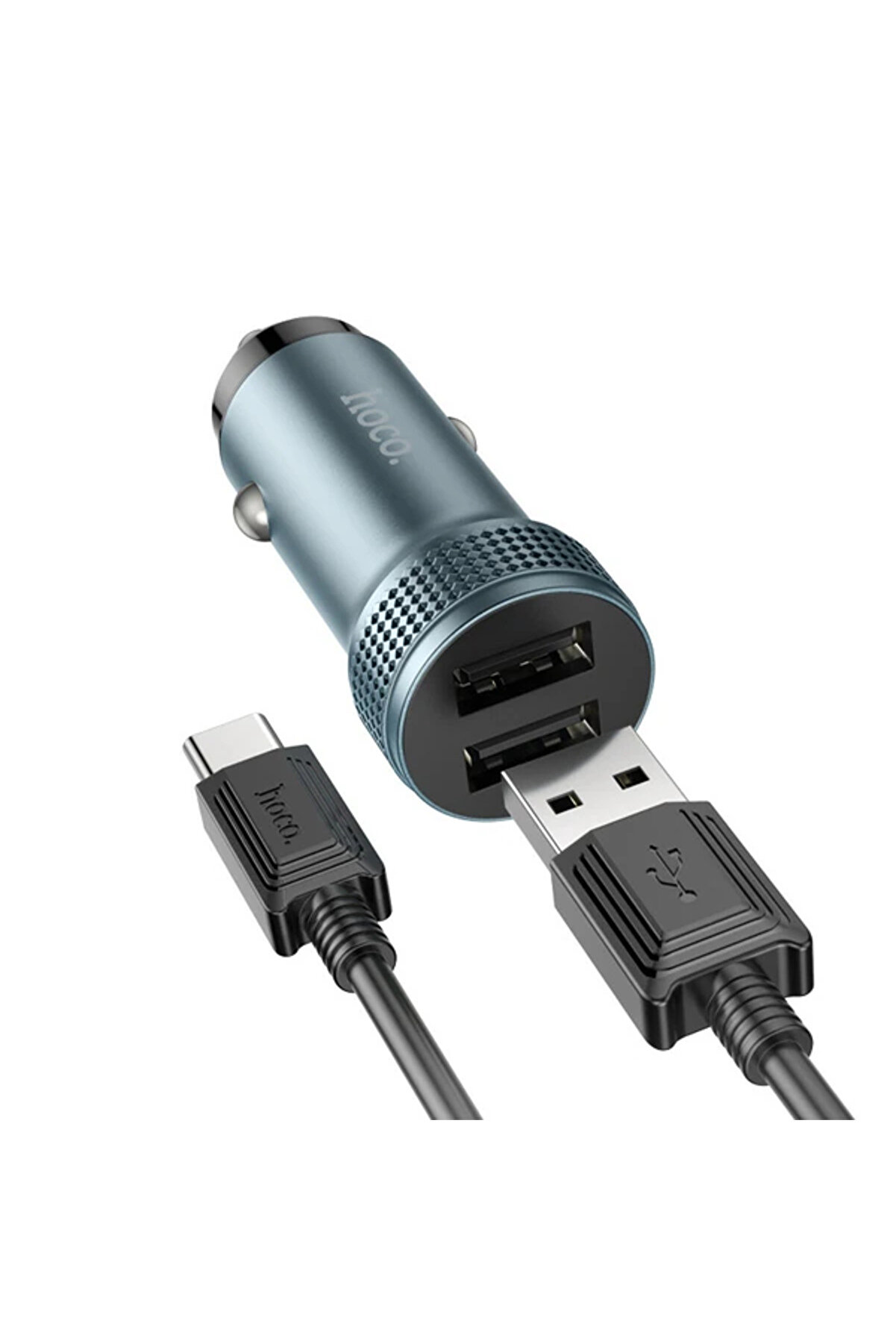 Hoco Z49 Çi̇ft Usb Gi̇ri̇şli̇ Araç Şarj Başlık + Usb To Type-C Kablo-(5775) - Gms9661-4223