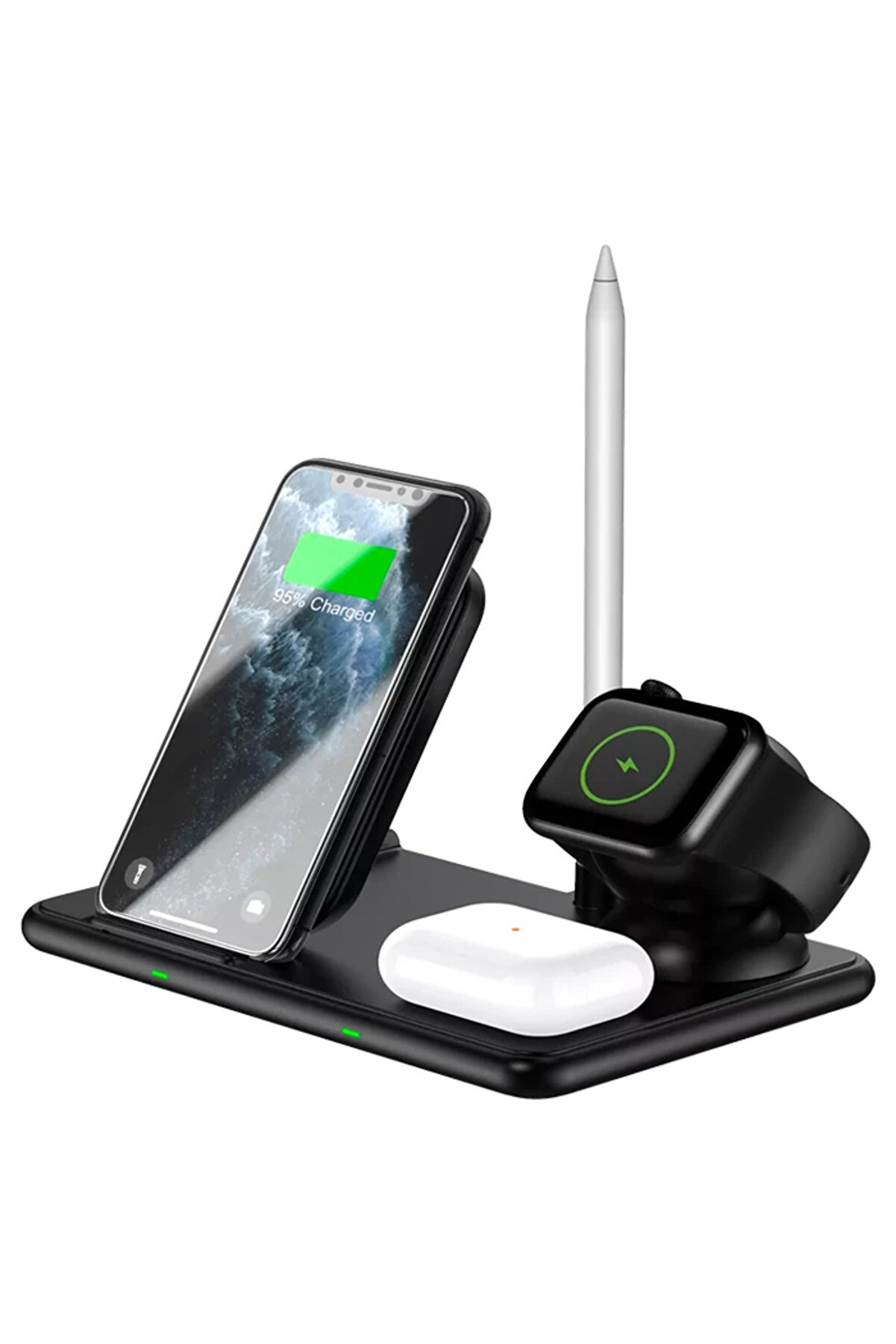 CepteToptan ALLY W58 15W Qi Hızlı Şarj 4 in 1 iPhone+ Pro Kablosuz Şarj Standı-(1903) - DROPX2859-5011