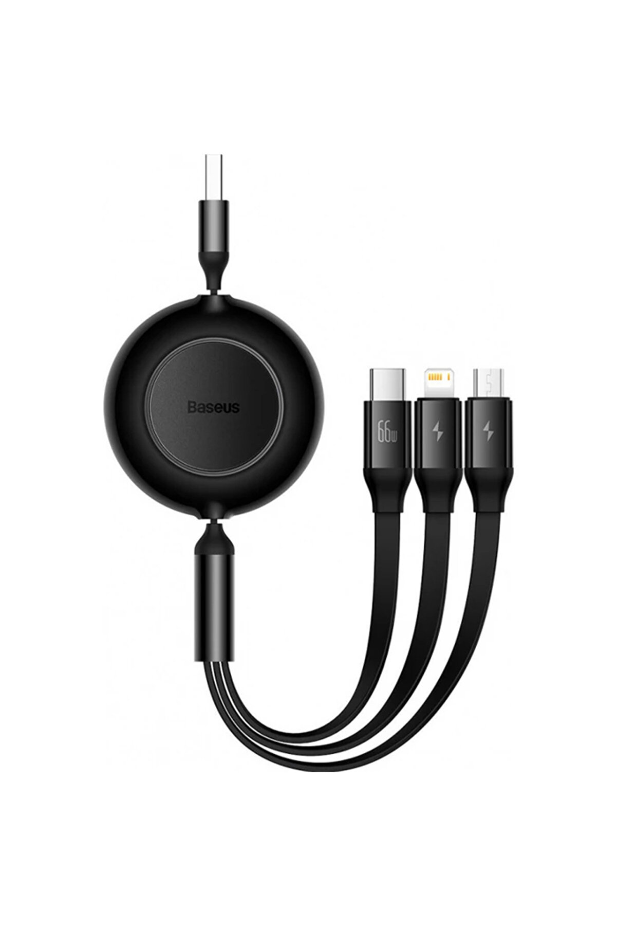 66W Makaralı 3İn1 Type-C + Li̇ghtni̇ng + Mi̇cro Usb Kablo Hızlı Şarj Kablosu-(1 - Dropx8577-3824