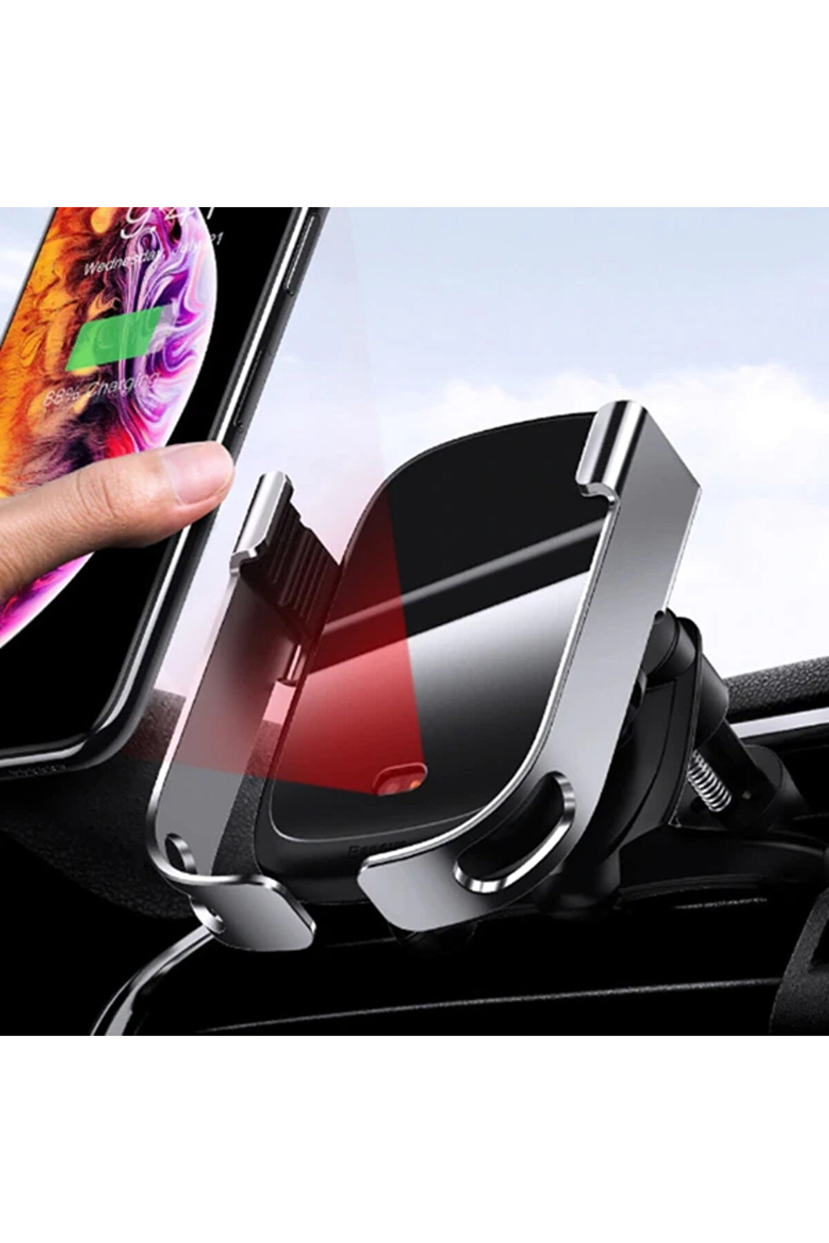 Rock-Soli̇d Tam Otomati̇k 10W Wi̇reless Kablosuz Araç Şarj Tutucu-(1903) - Dropx8761-4277