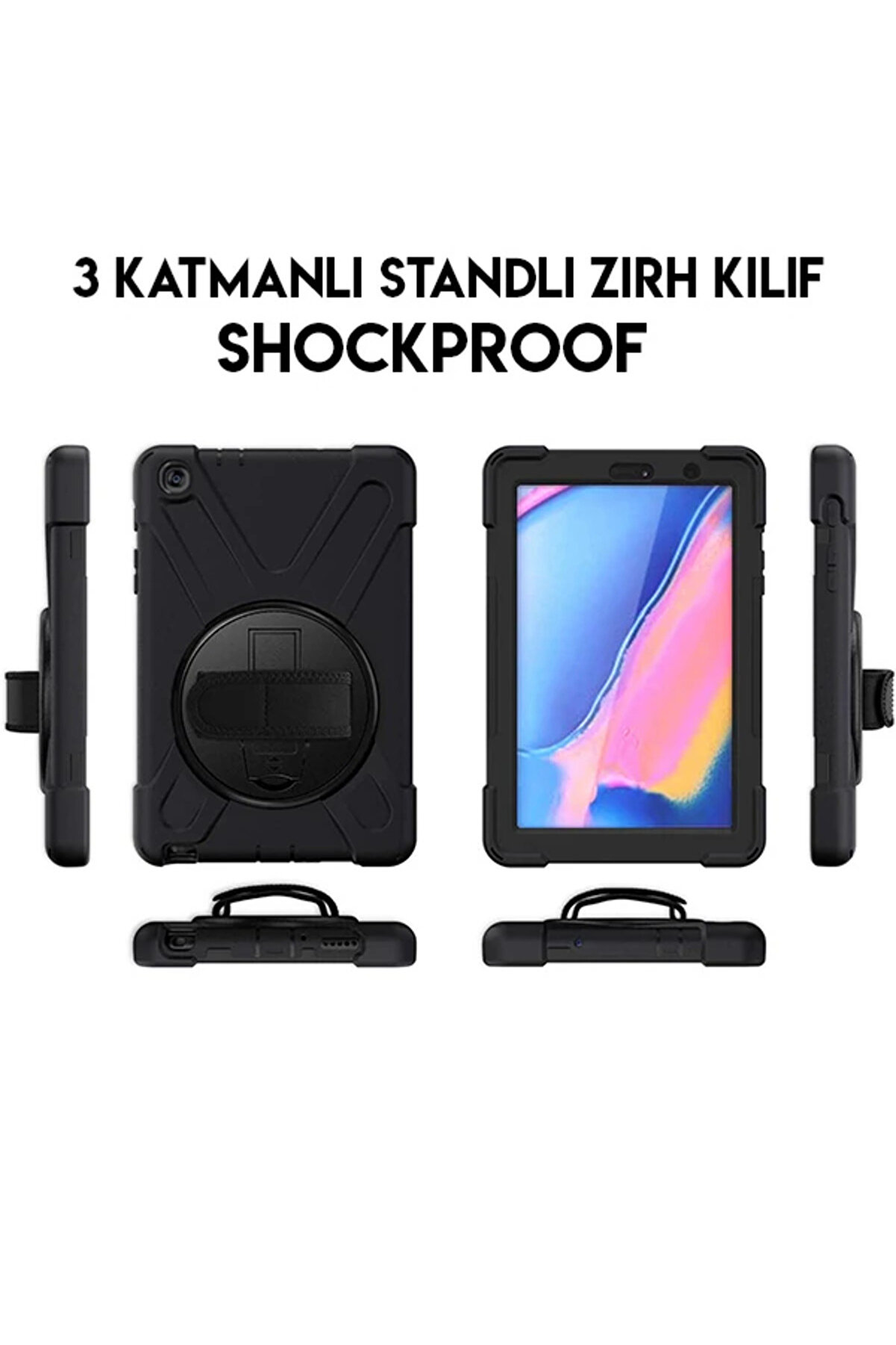 Ally Galaxy Tab P200-P205 3 Katmanlı Standlı Zırh Kılıf-Shockproof-(1903) - Dropx2312-8192