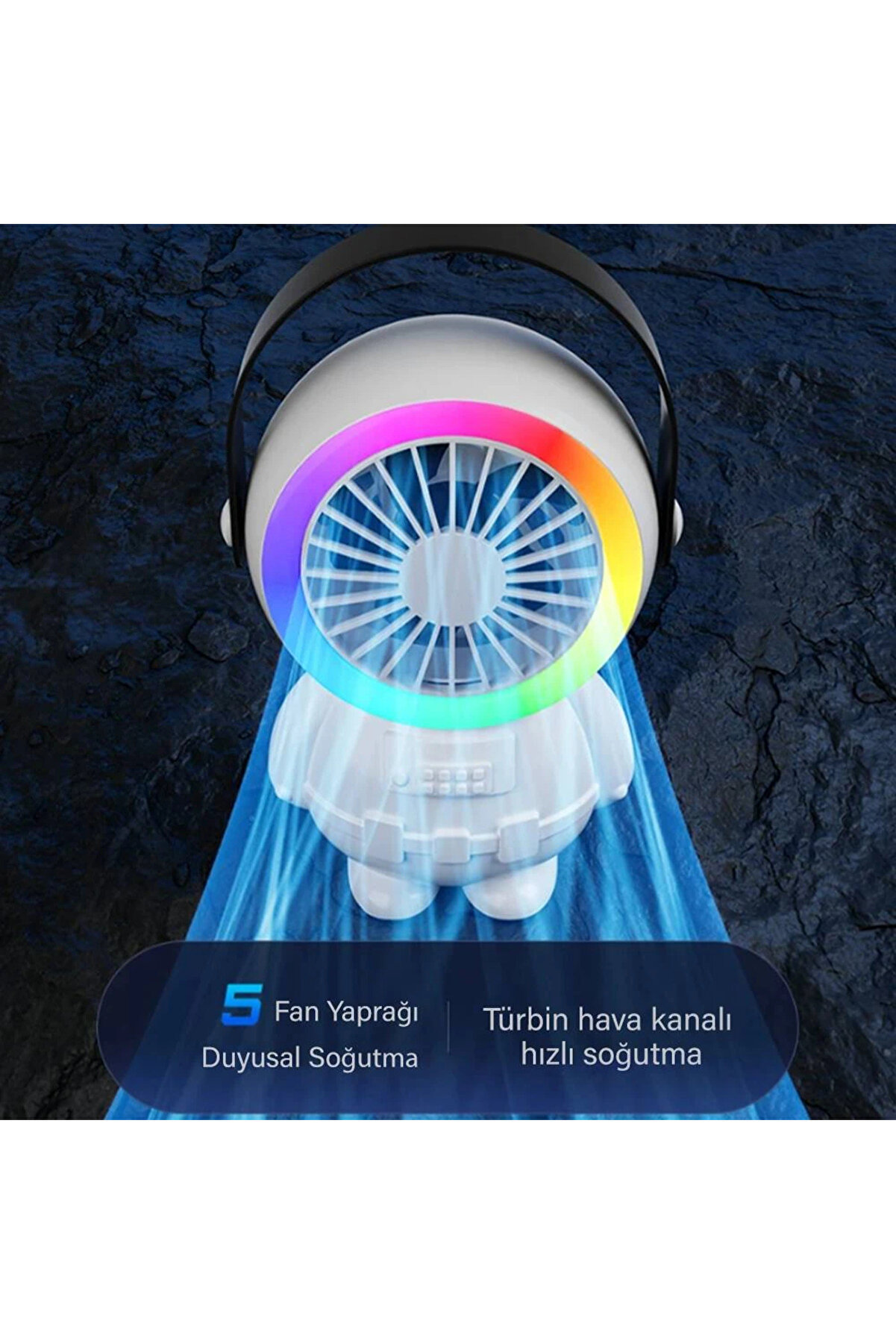Ally Şarjlı Astronot Fan Vanti̇latör Taşınabi̇li̇r El - Masa Üstü Vanti̇latö - Dropx6435-9976