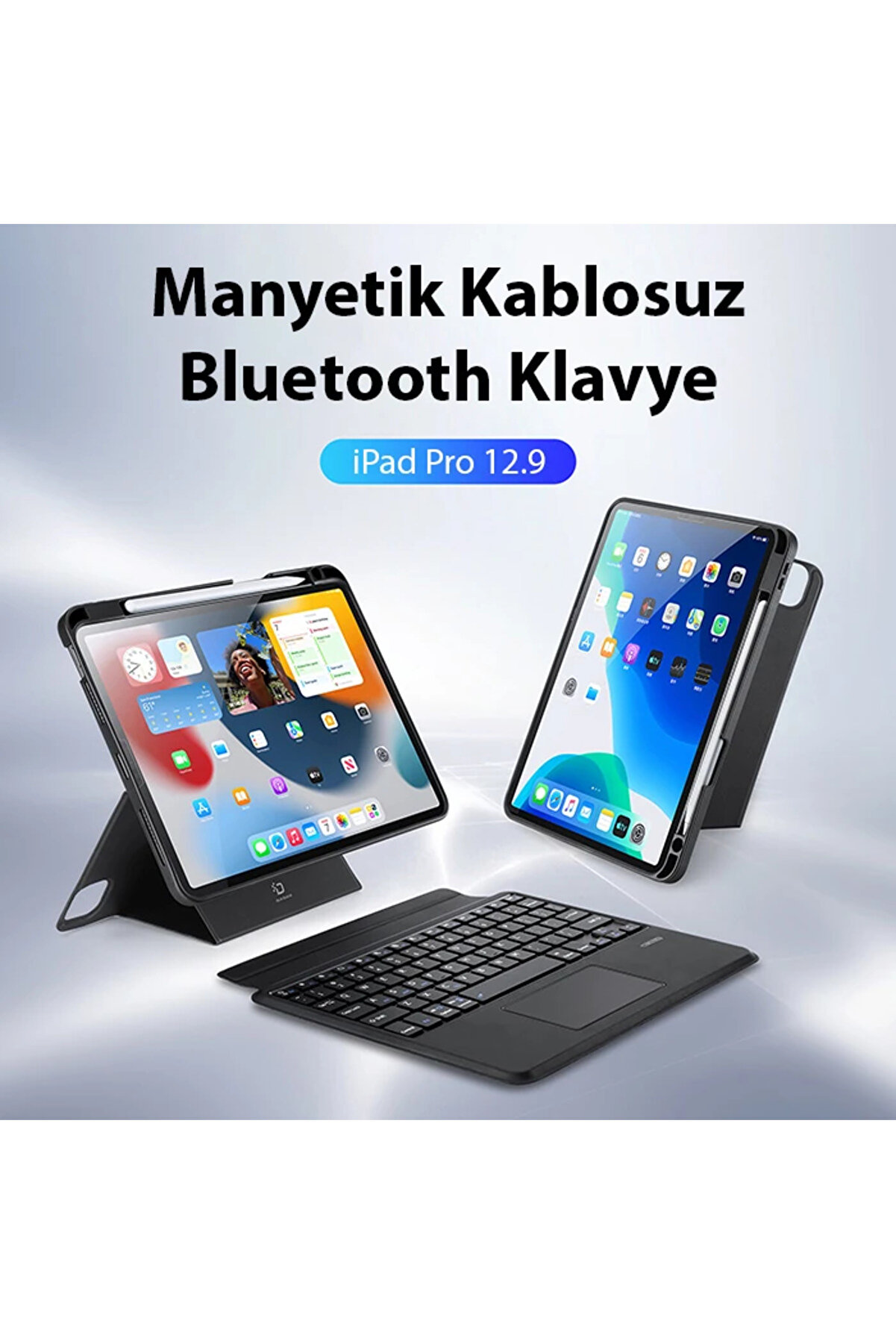 Dux Duci̇s İpad Pro 12.9 Dk Seri̇es Kablosuz Bluetooth Klavye Touchpad Kılıf-(19 - Dropx6747-3837