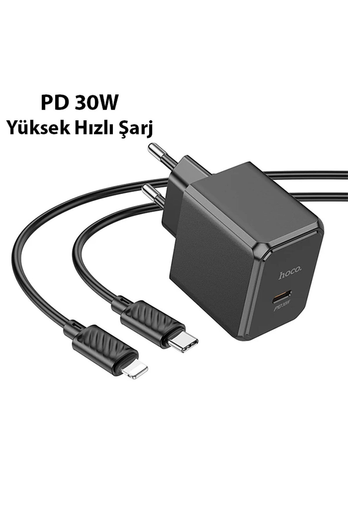 Hoco Cs15A 30W Type-C Şarj Aleti̇ + Type-C To İphone Li̇ghtni̇ng Kablo Seti̇-(1903) Uyumludropx9491-9179