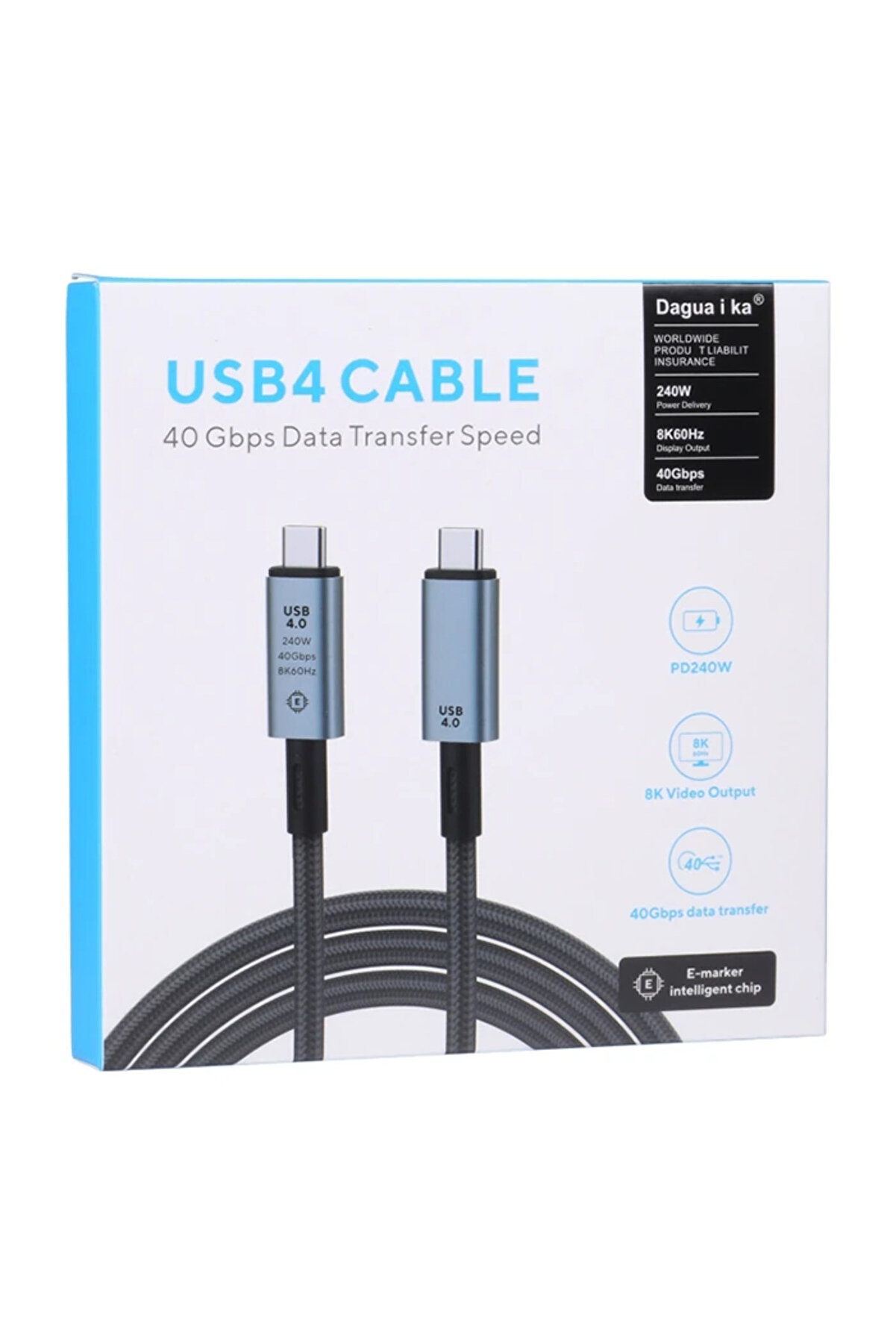 Ally Usb 4.0 240W Type-C To Type-C 8K Görüntü-Data Ve Ultra Hızlı Şarj Kab - Dropx9058-6452