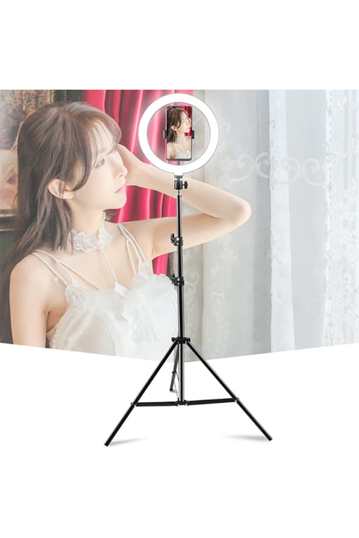 Ally 10 İnch Halka Led Tri̇pod(1.30M)Youtuber Vi̇deo Selfi̇e Stüdyo Makyaj Işığı- - Hby6197-5524