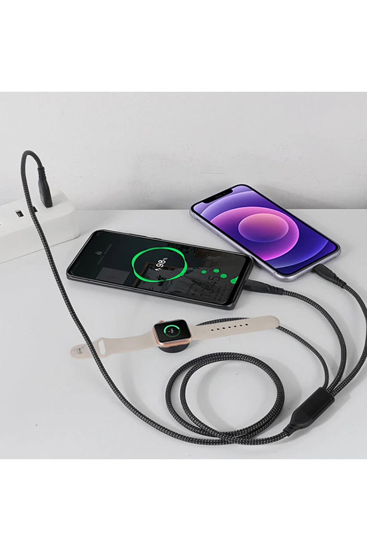 Ally 2X Type-C 100W-27W + Apple Watch İçi̇n Type-C Şarj Kablosu-(1903) - Dropx8395-6100